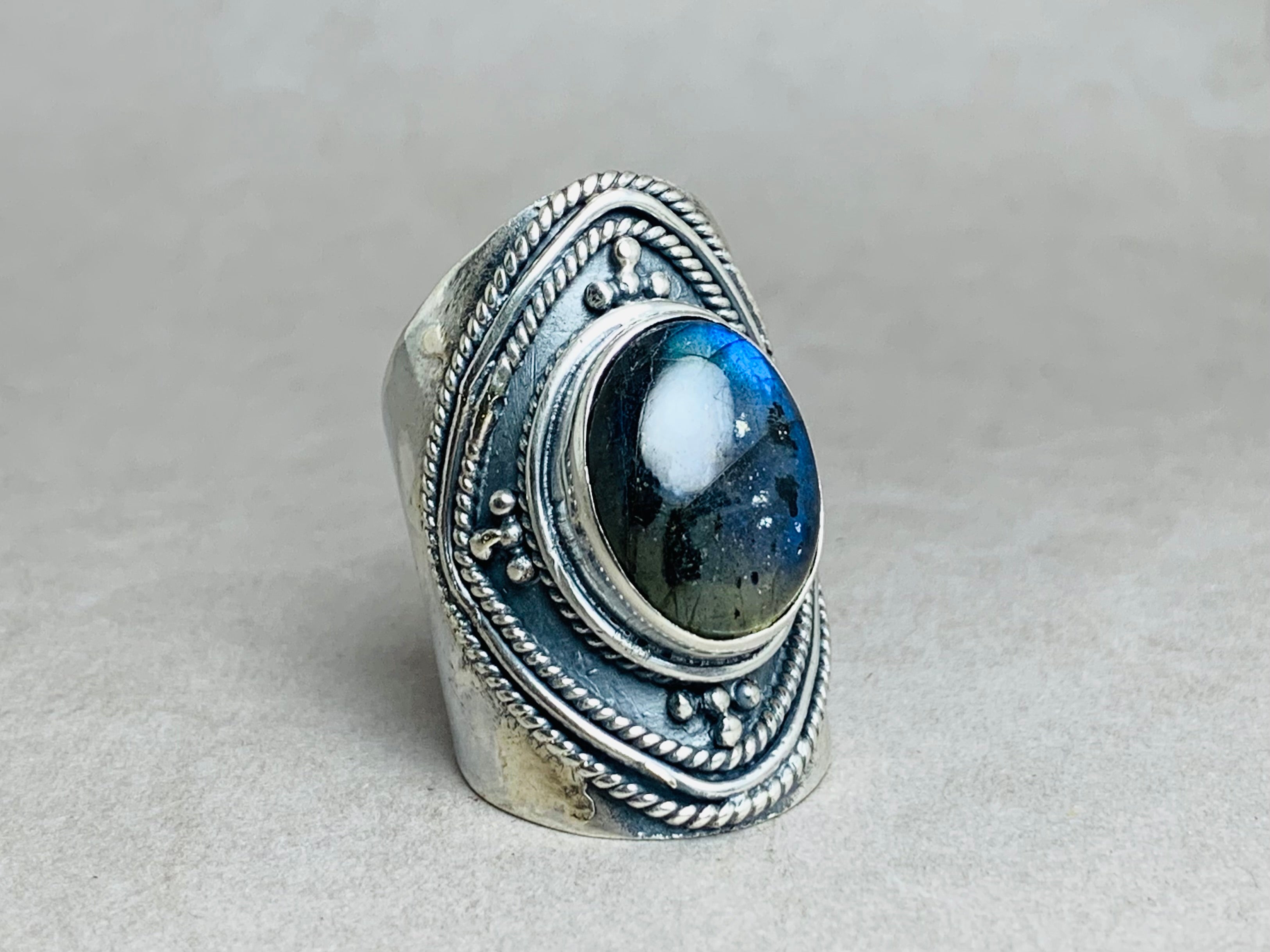 Labradorit Ring 925 Silber Ring Statement Boho Natur Edelstein Ring Brautring Alltagsring