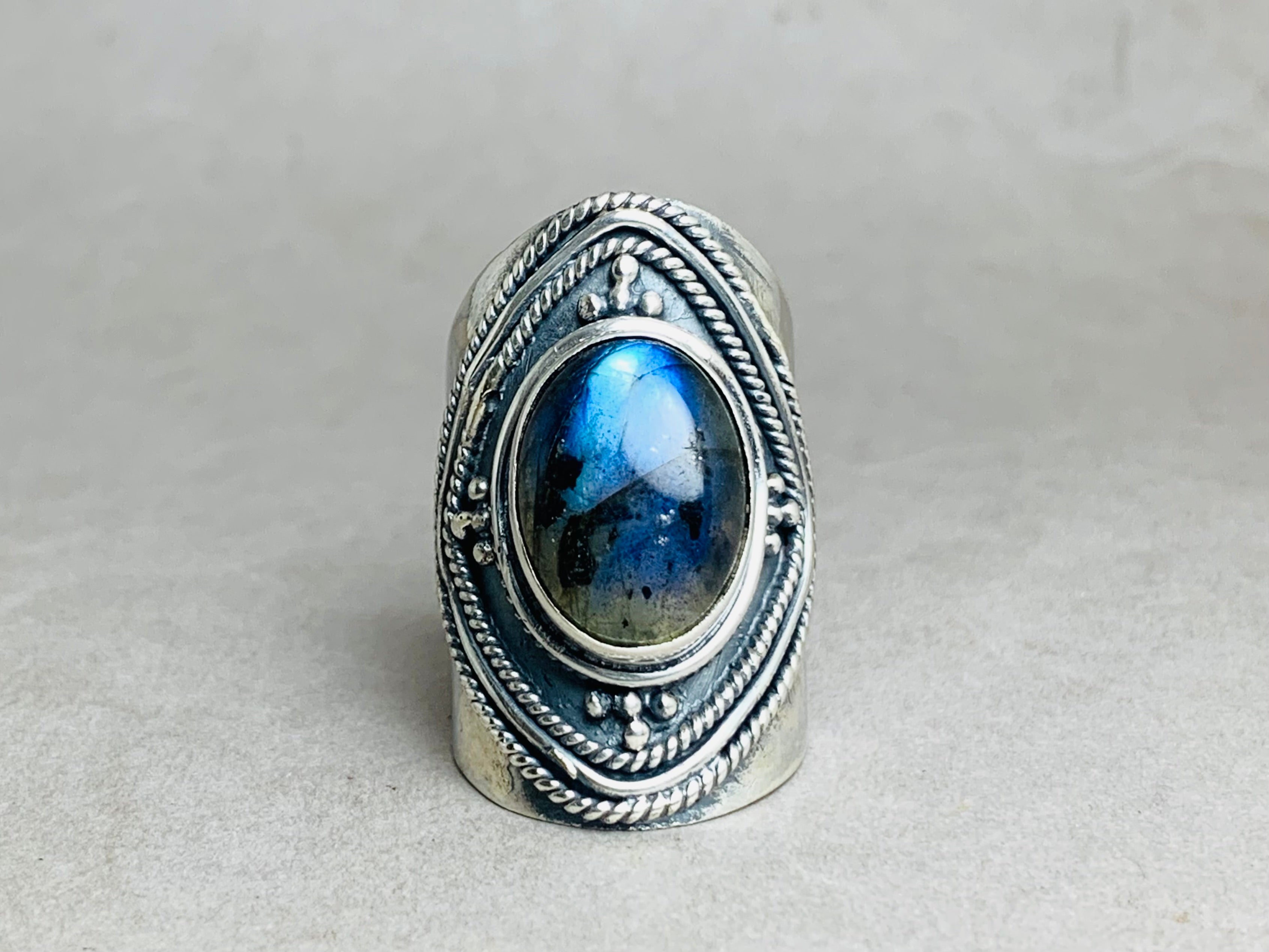 Labradorit Ring 925 Silber Ring Statement Boho Natur Edelstein Ring Brautring Alltagsring