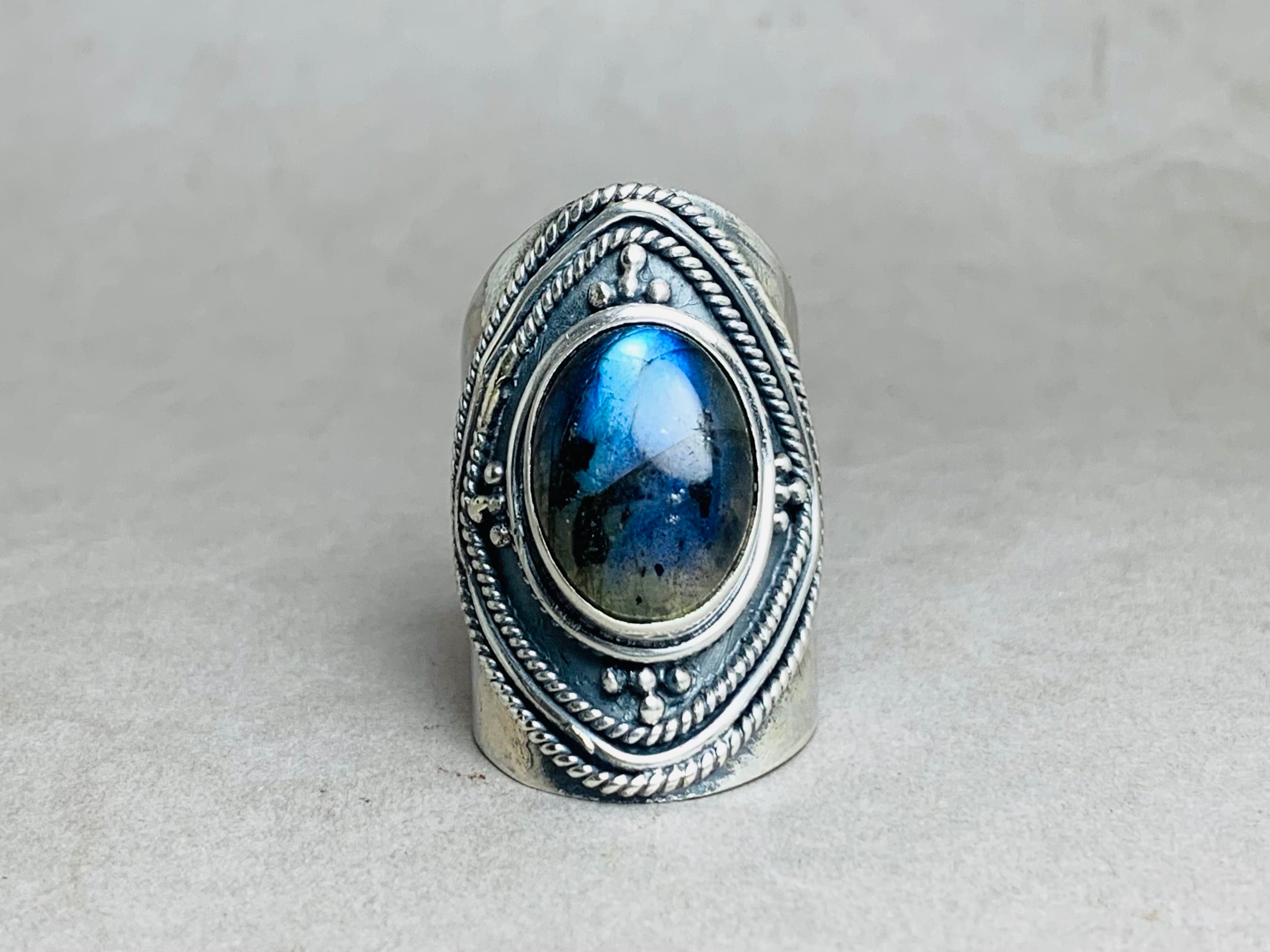 Labradorit Ring 925 Silber Ring Statement Boho Natur Edelstein Ring Brautring Alltagsring