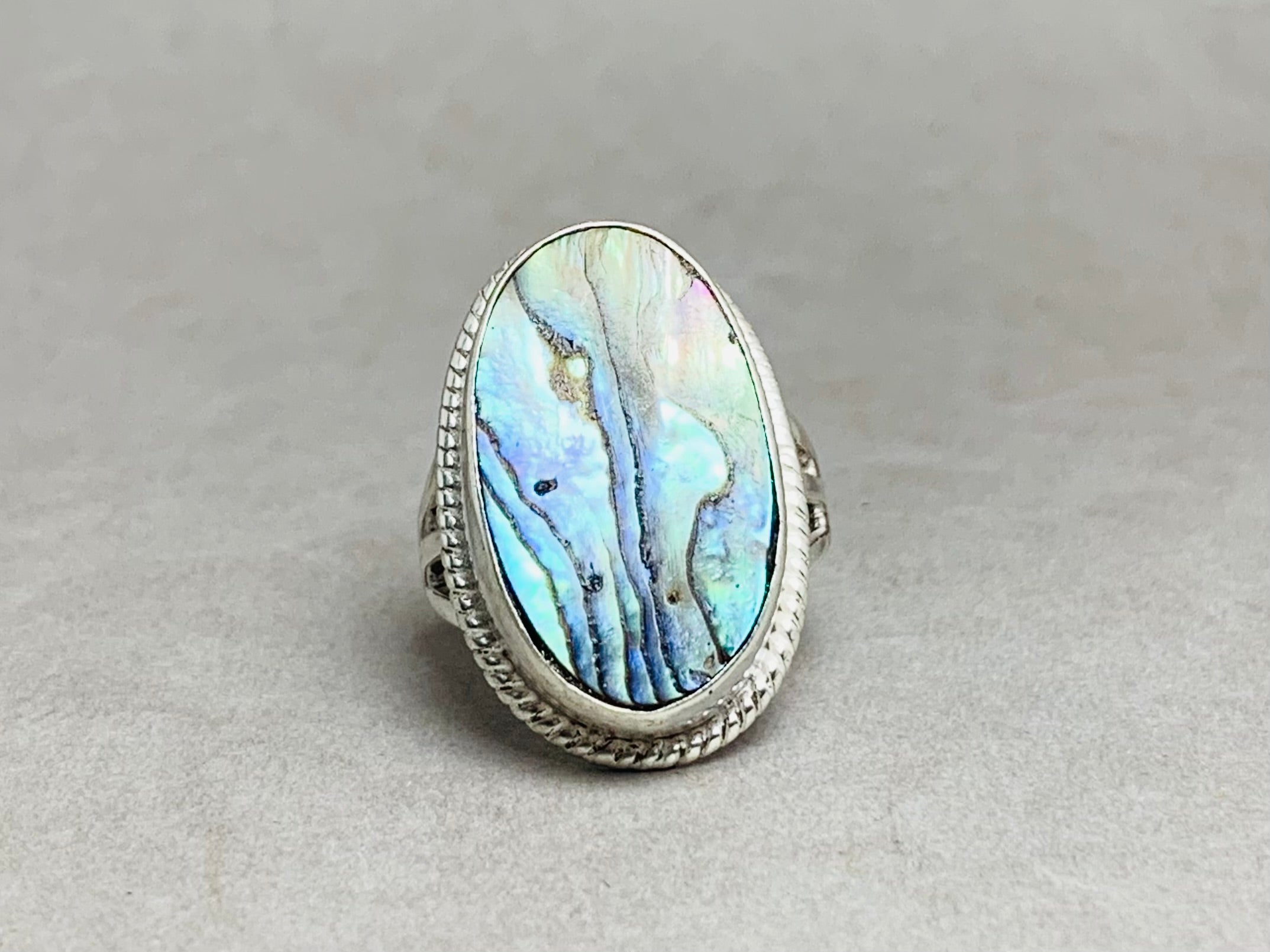 Abalone Muschel Ring 925er Silberring Muschel Edelstein Boho Ring Statement Ring Sterling Silber Ring Strandring