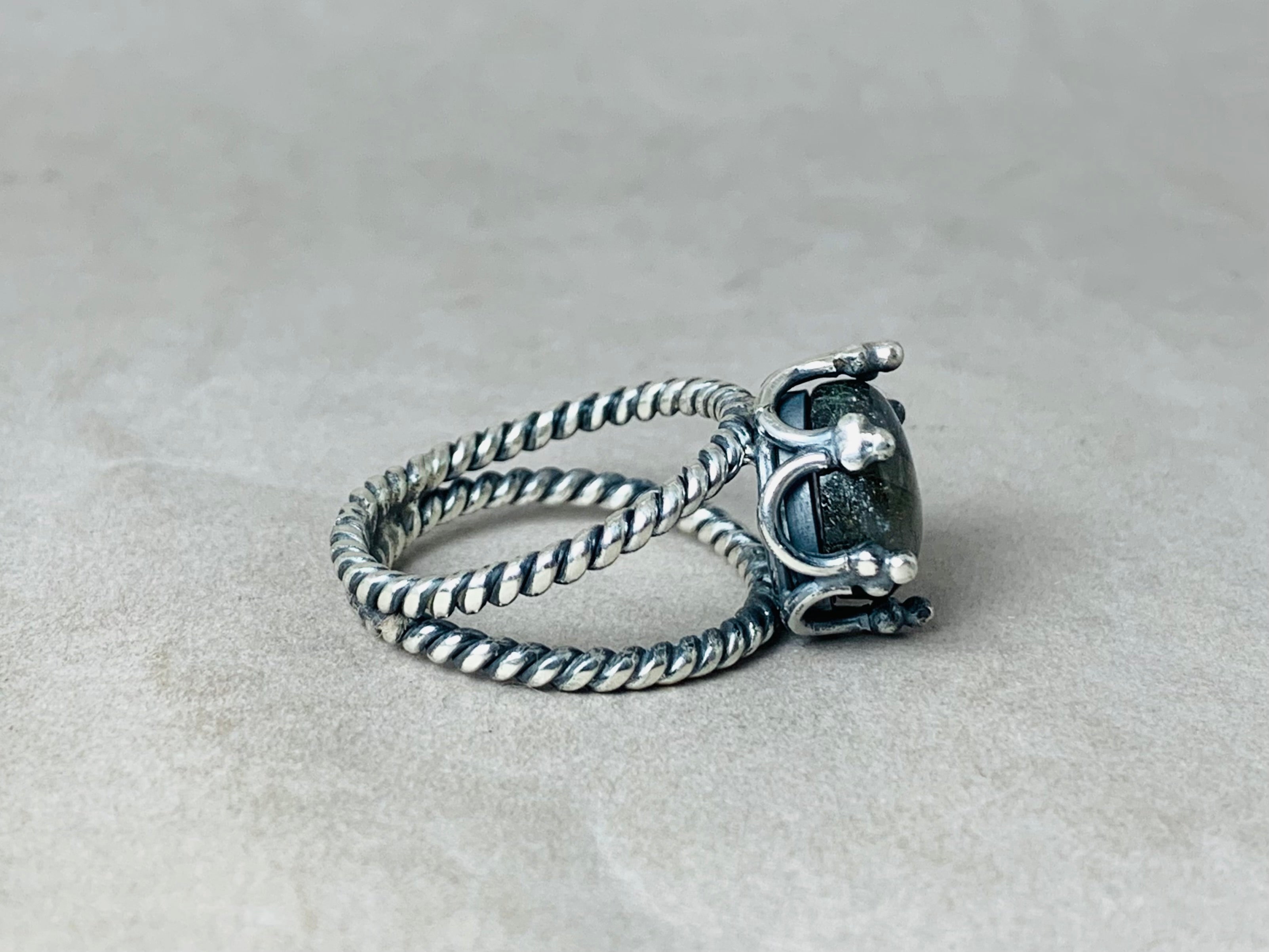 Groene Labradoriet Ring 925 Zilveren Ring Handgemaakte Statement Ring Boho Ring Sterling Zilveren Ring