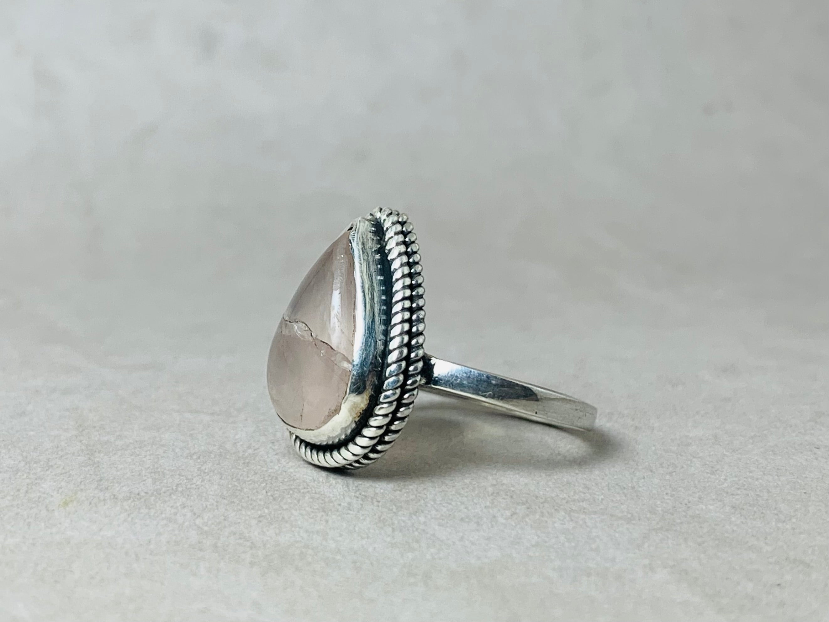 Rosenquarz Ring 925 Sterling Silber Ring Edelsteinring Januar Geburtsstein Geschenk für Sie