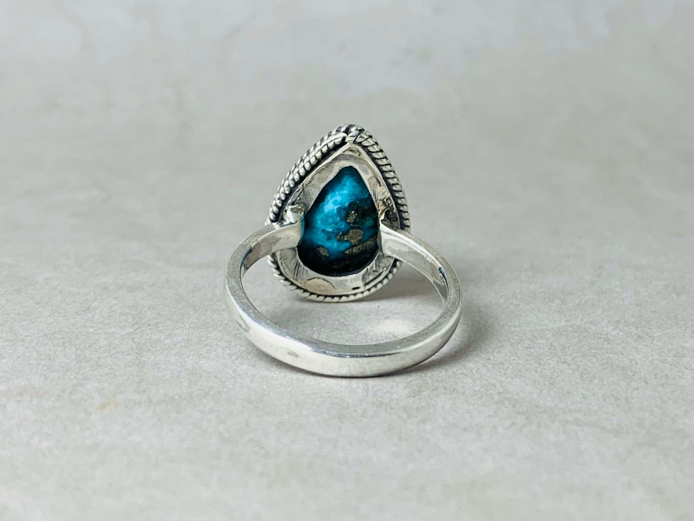 Natürlicher Türkis Birnenform Ring 925 Sterling Silber Ring Kupfer Türkis Ring Handgemachter Ring Alltagsring