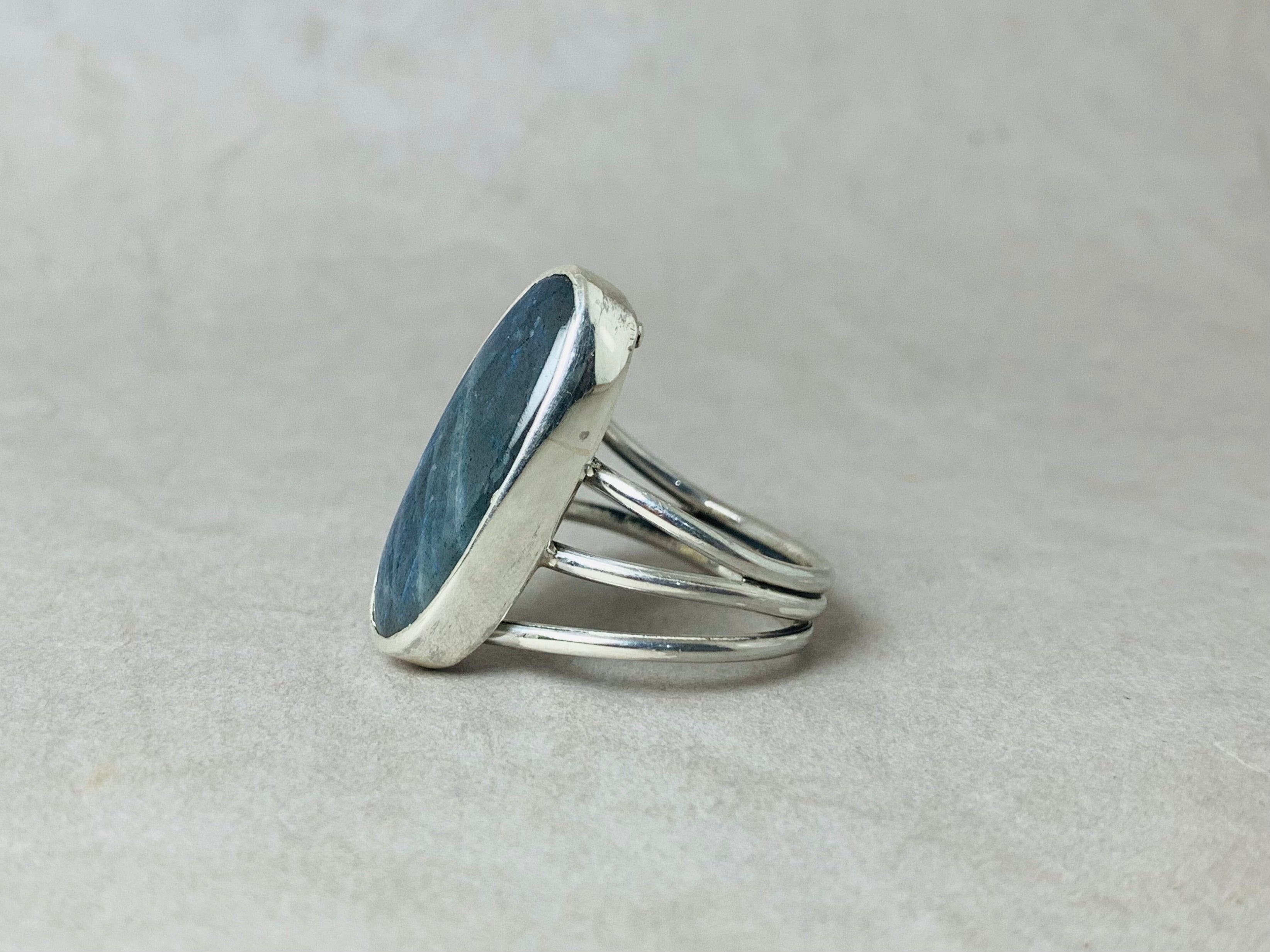Natuurlijke Labradoriet Ring 925 Sterling Zilver Blauwe Flitsende Edelsteen Boho Ring Handgemaakte Designer Ovale Ring