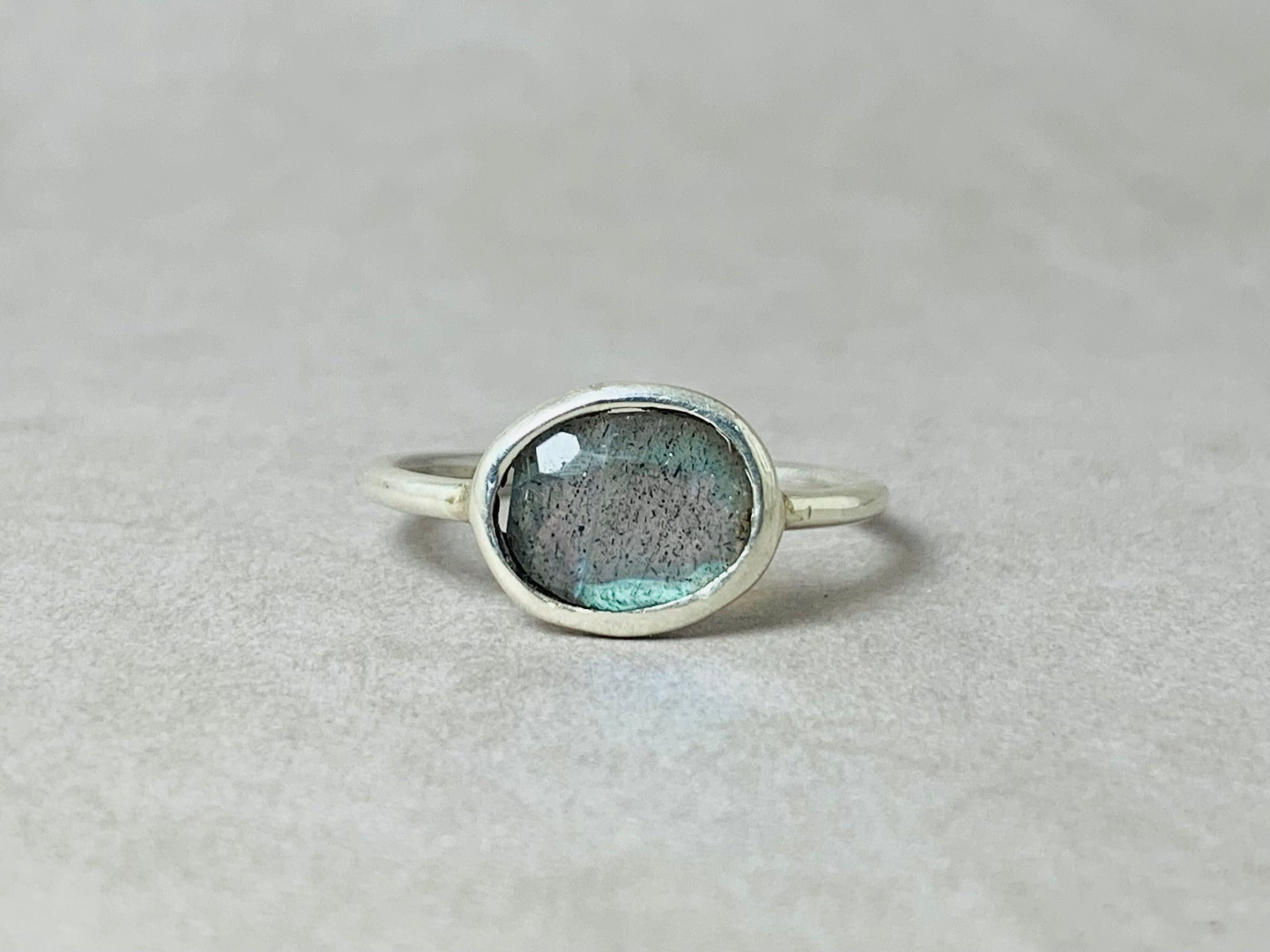 Minimalist Labradorite Ring Oval Labradorite Ring Handmade Stacking Ring 925 Silver Ring Cut Labradorite Ring Natural Stone Ring