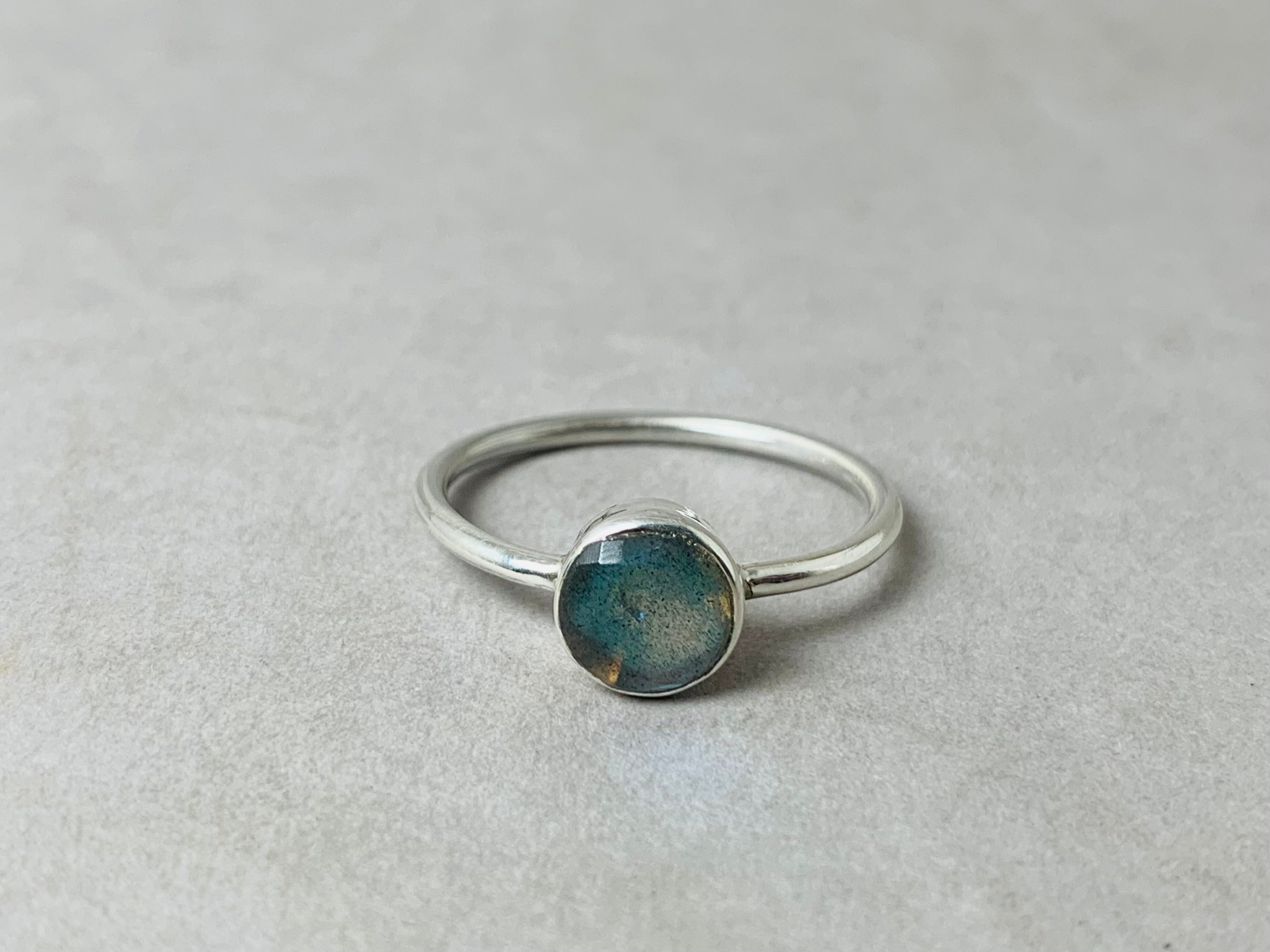 Labradorite Faceted Ring 925 Silver Ring Round Gemstone Ring Blue Stone Ring Handmade Ring Boho Ring