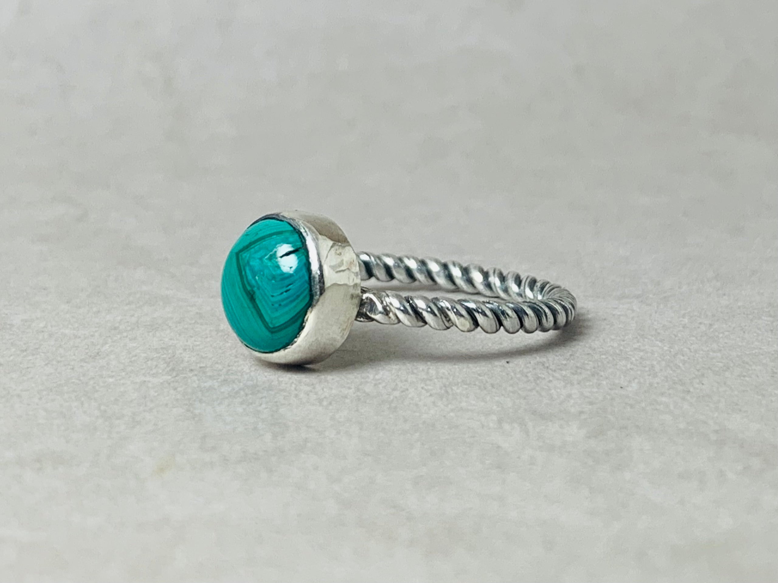 Boho Malachitring 925 Sterling Silber Ring Grüner Stein Ring Natürlicher Grüner Edelstein Ring