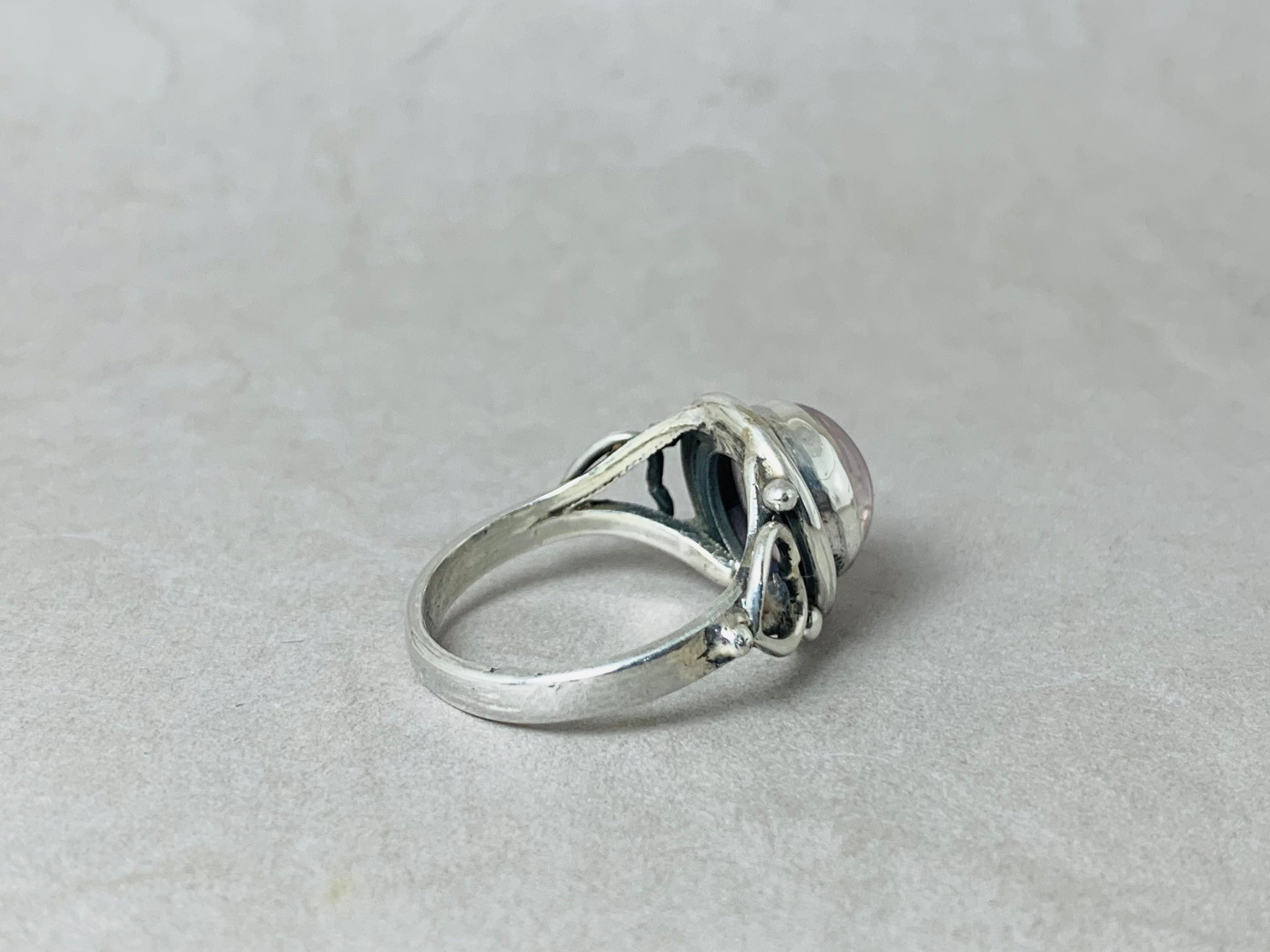 Echter Rosenquarzring 925 Sterling Silber Ring Handgemachter Ring Geschenk für Mama Statement Ring Zierlicher Ring Quarzring