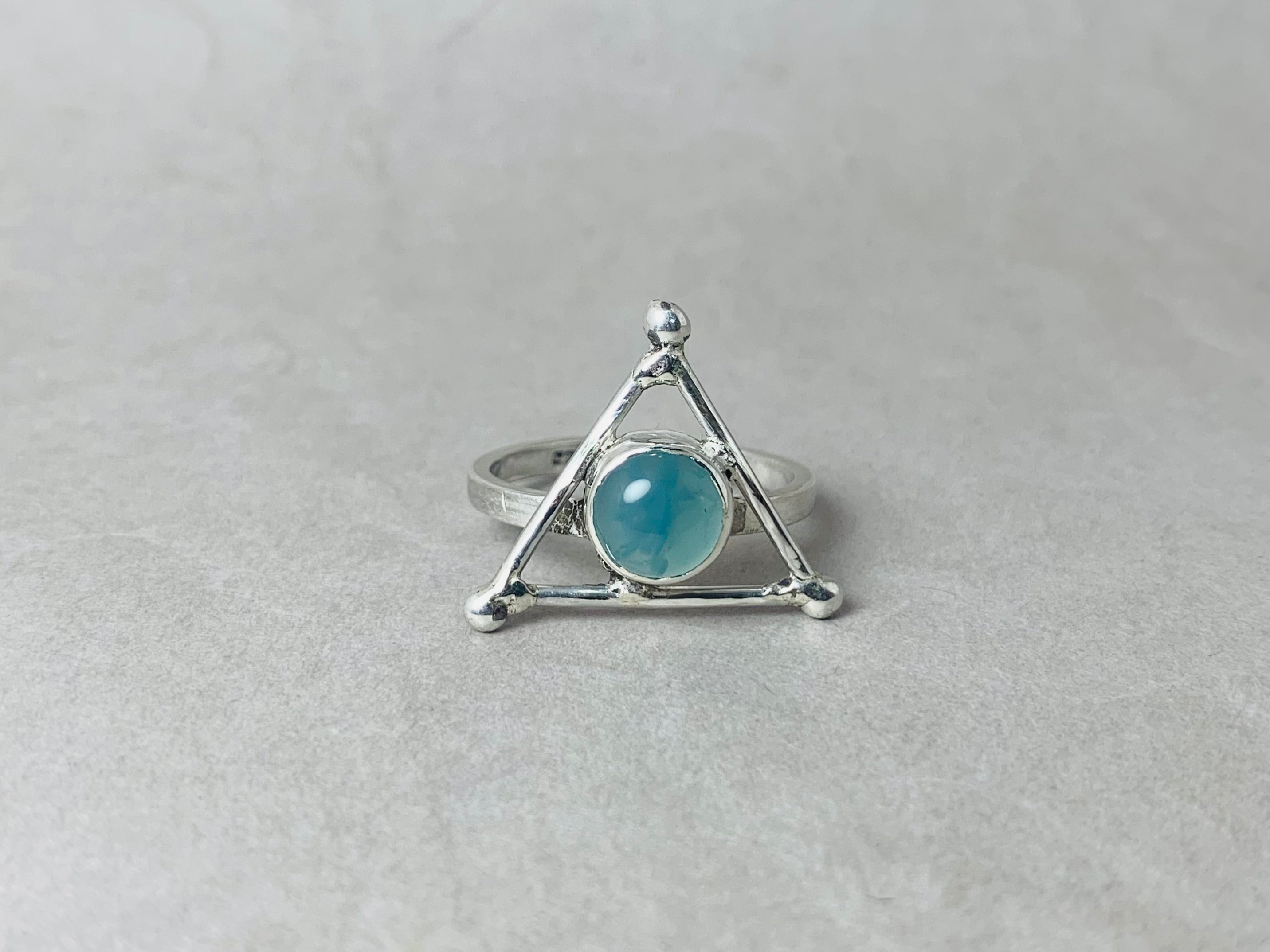 Aqua Chalcedony Ring 925 Silver Ring Handmade Ring Aqua Stone Ring Round Shape Gemstone Ring Minimalist Ring Gift For Her