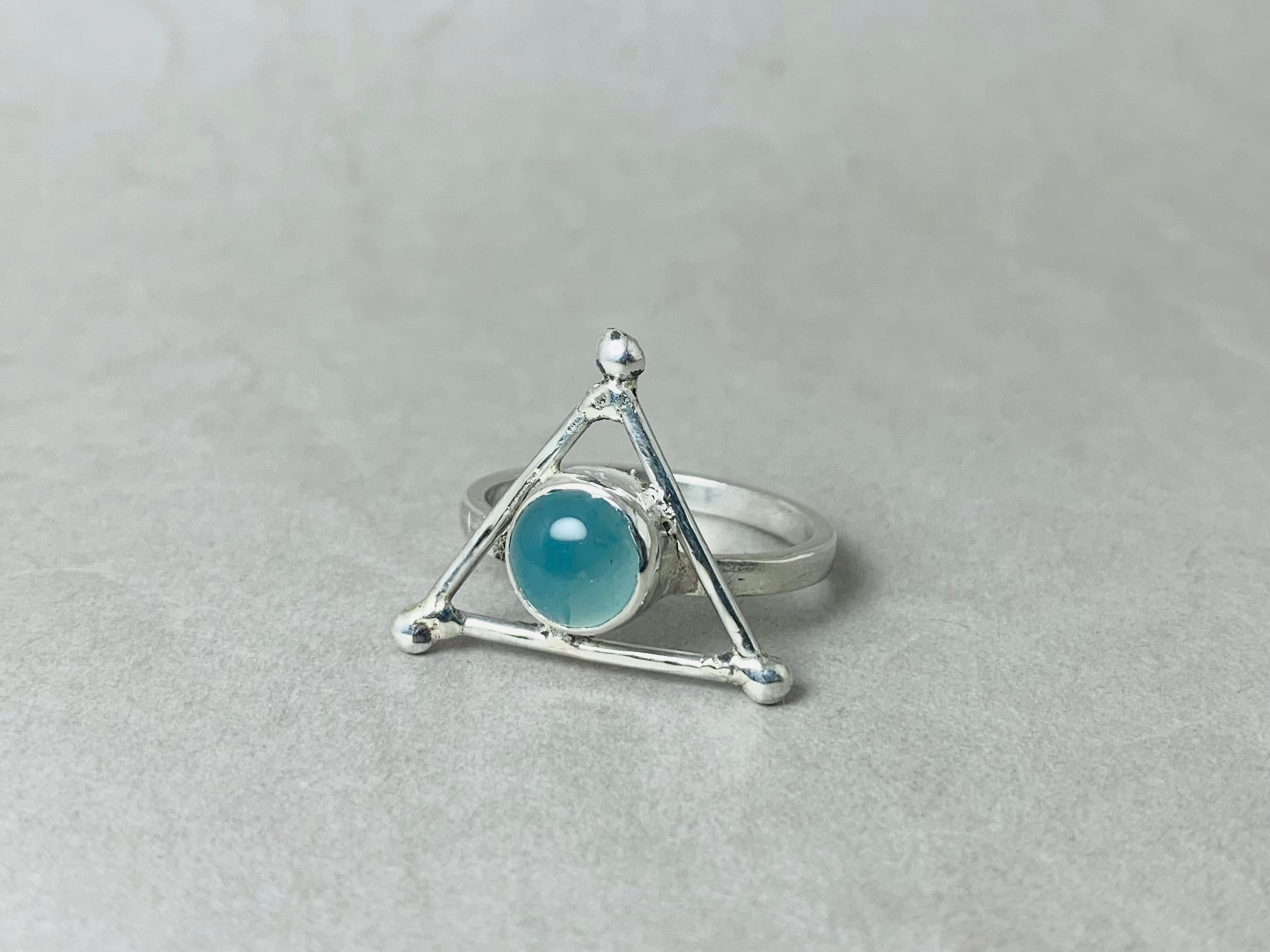 Aqua Chalcedony Ring 925 Silver Ring Handmade Ring Aqua Stone Ring Round Shape Gemstone Ring Minimalist Ring Gift For Her