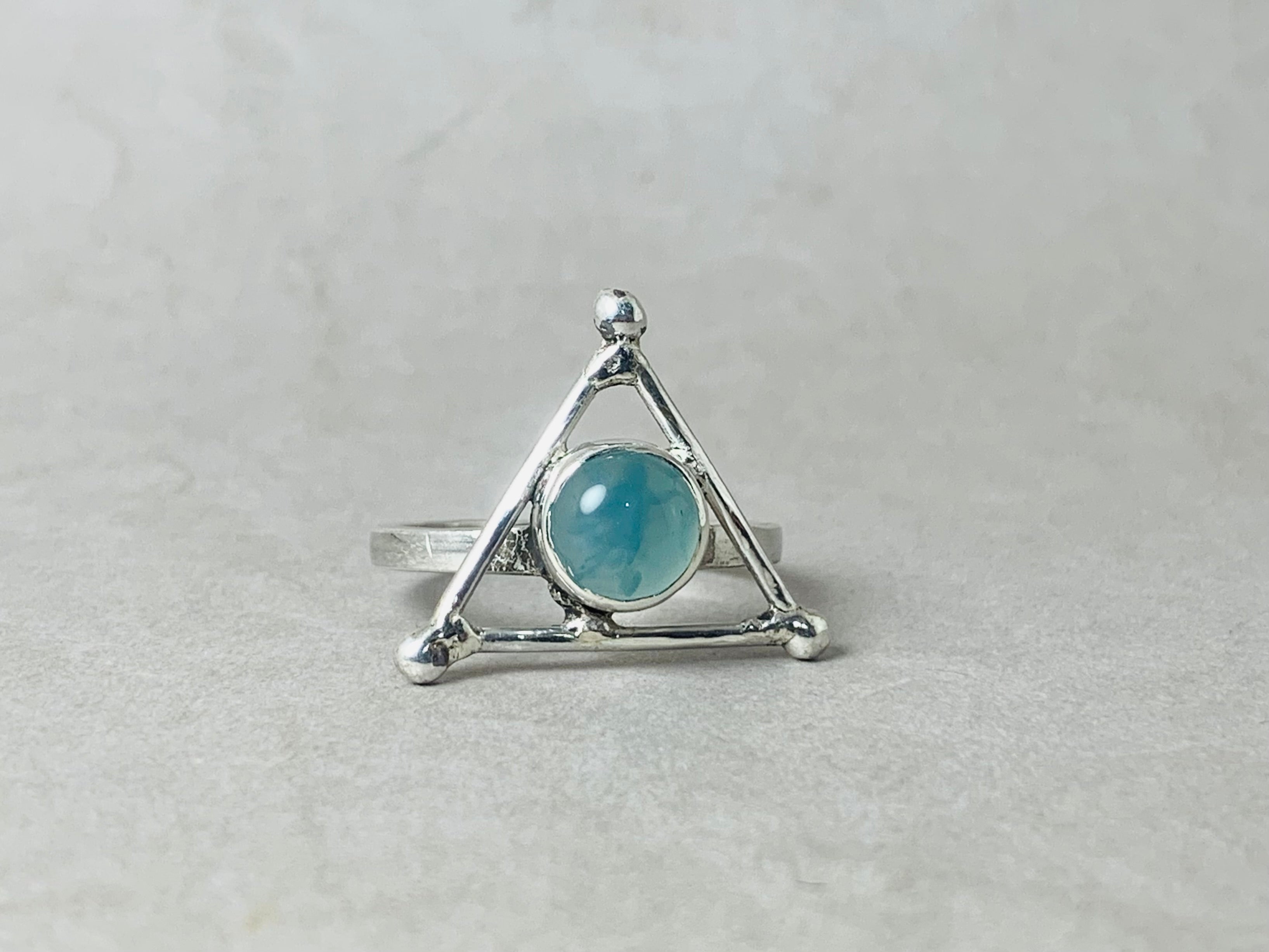 Aqua Chalcedony Ring 925 Silver Ring Handmade Ring Aqua Stone Ring Round Shape Gemstone Ring Minimalist Ring Gift For Her