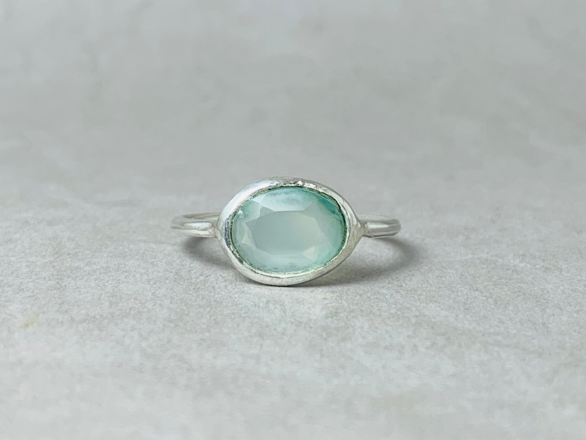 Aqua Chalcedony Ring Gemstone Ring Minimalist Ring 925 Silver Ring Handmade Ring Cut Chalcedony Ring Aqua Stone Ring Dainty Ring