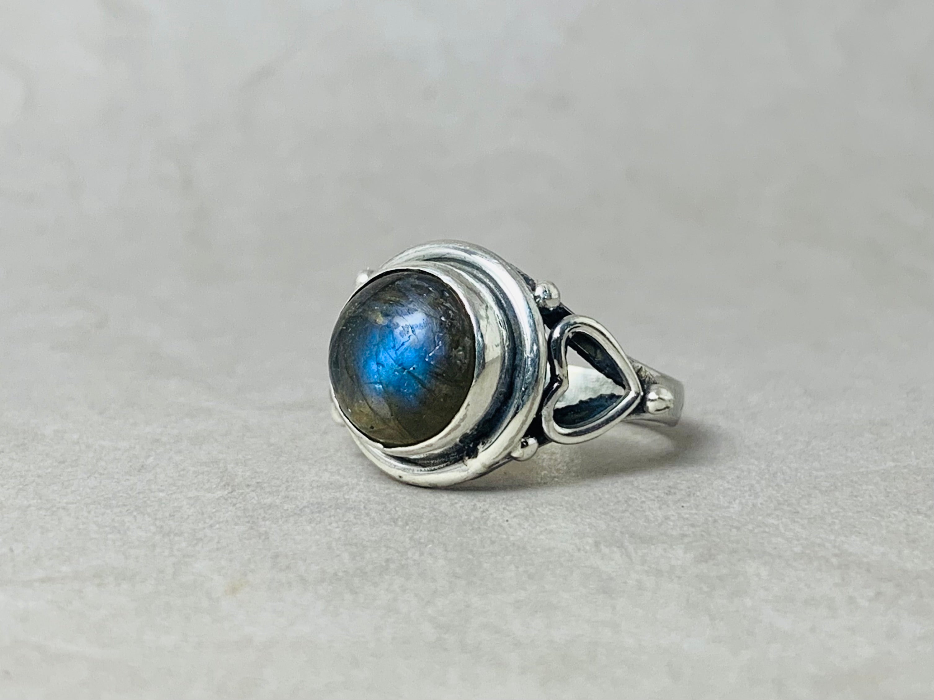 Natürlicher Labradorit Ring 925 Silber Ring Statement Ring Runder Labradorit Handgemachtes Einzelstück Ring für Sie