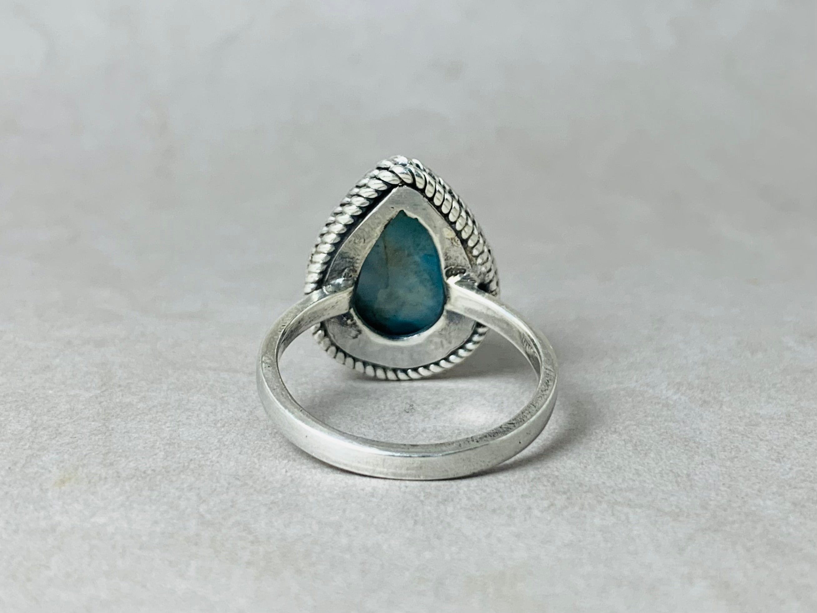 Natur Larimar Ring Handgemachter Ring 925 Sterling Silber Edelstein Ring Geburtsstein Künstlerring Dominikanischer Larimar