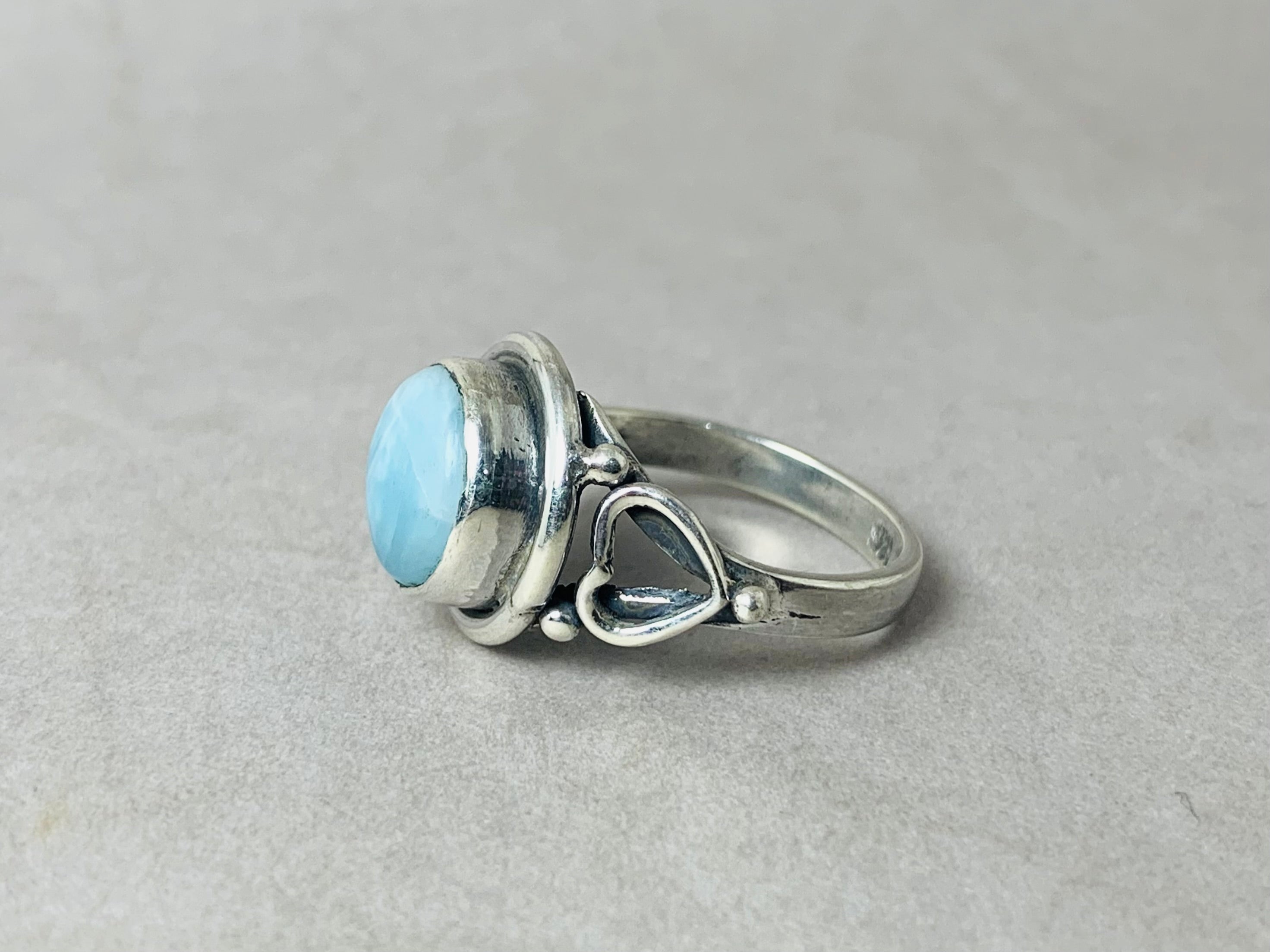 Natürlicher Larimar Ring Handgefertigt 925 Sterling Silber Ring Edelsteinring Geburtssteinring Silberner Larimar Ring