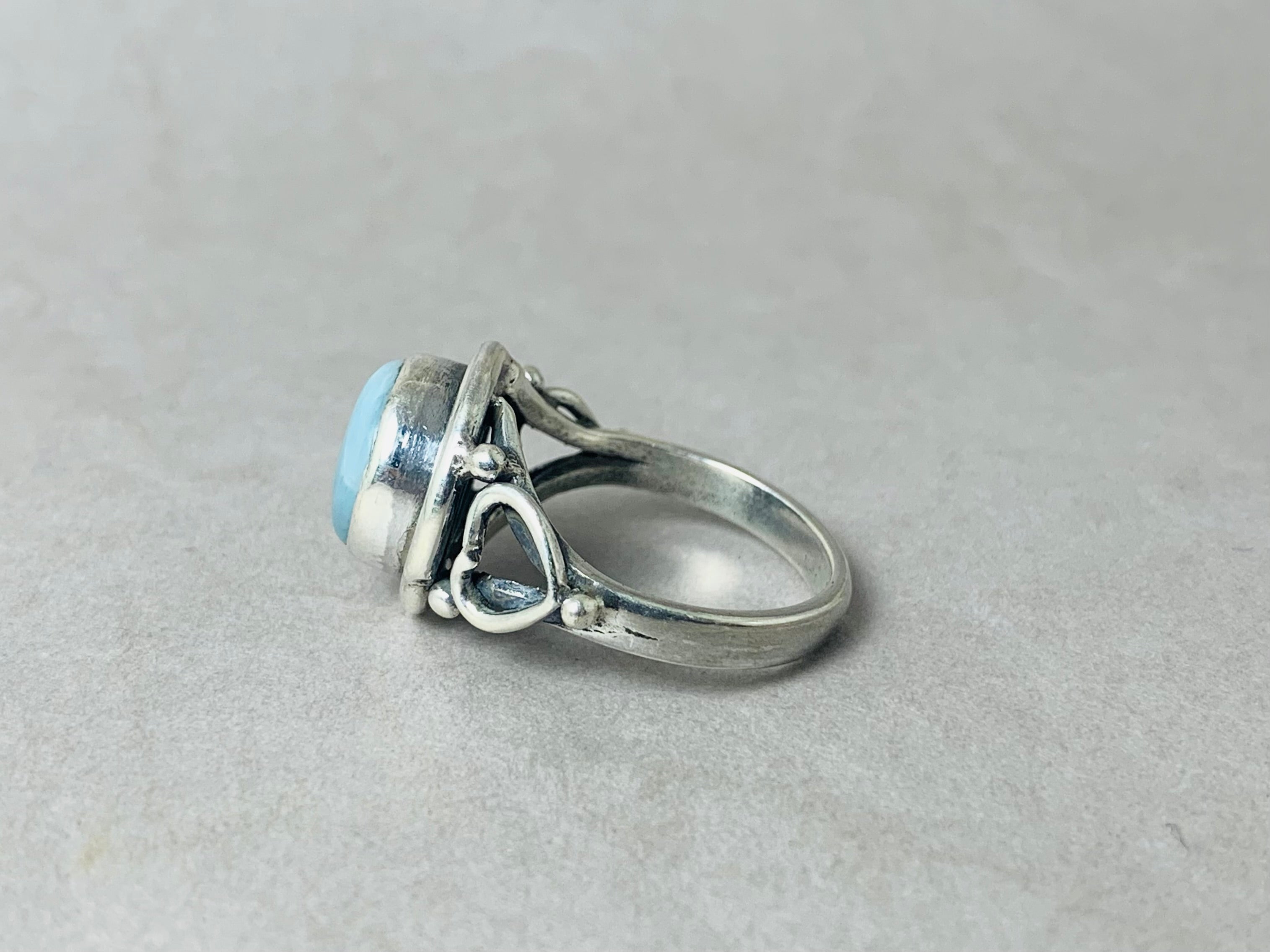Natürlicher Larimar Ring Handgefertigt 925 Sterling Silber Ring Edelsteinring Geburtssteinring Silberner Larimar Ring
