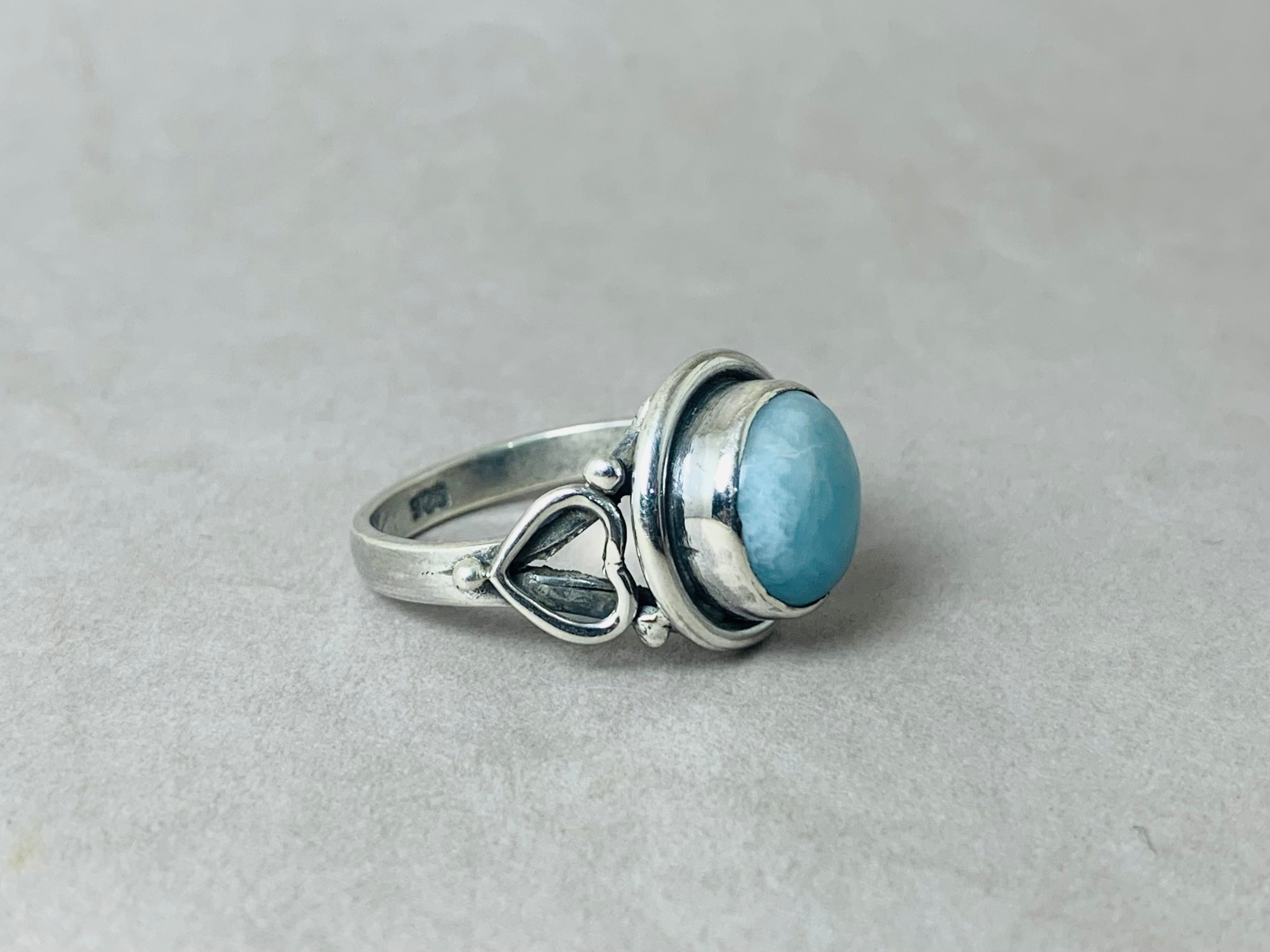 Natürlicher Larimar Ring Handgefertigt 925 Sterling Silber Ring Edelsteinring Geburtssteinring Silberner Larimar Ring