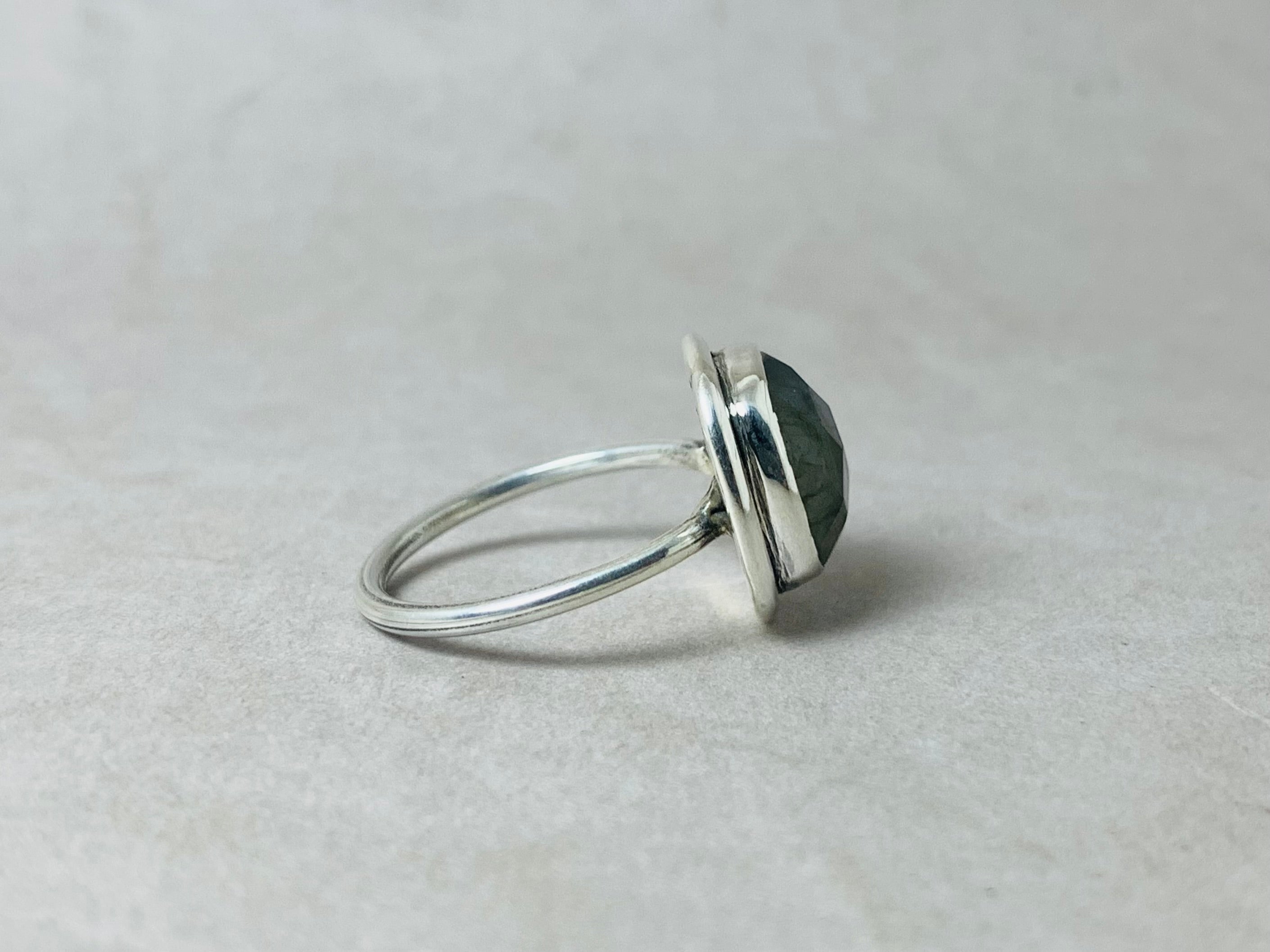 Natürlicher Labradorit Ring 925 Silber Ring Facettierter Quadratischer Edelstein Ring Handgemachter Ring Geschenk Für Sie Stapelring