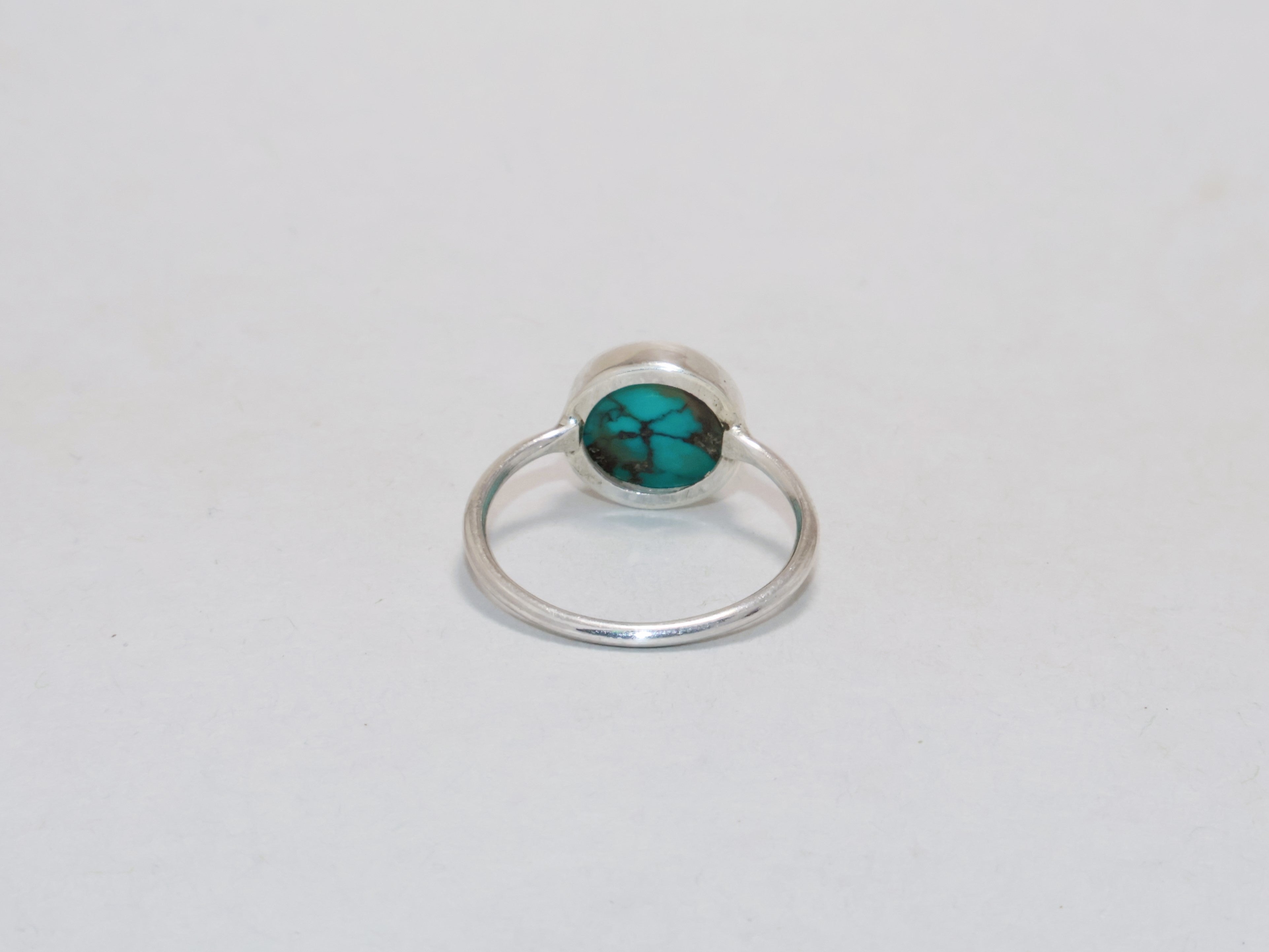 Grüner Türkisring 925 Sterling Silber Handgemachter Silberring Natürlicher Türkisring Stapelring Geburtssteinring