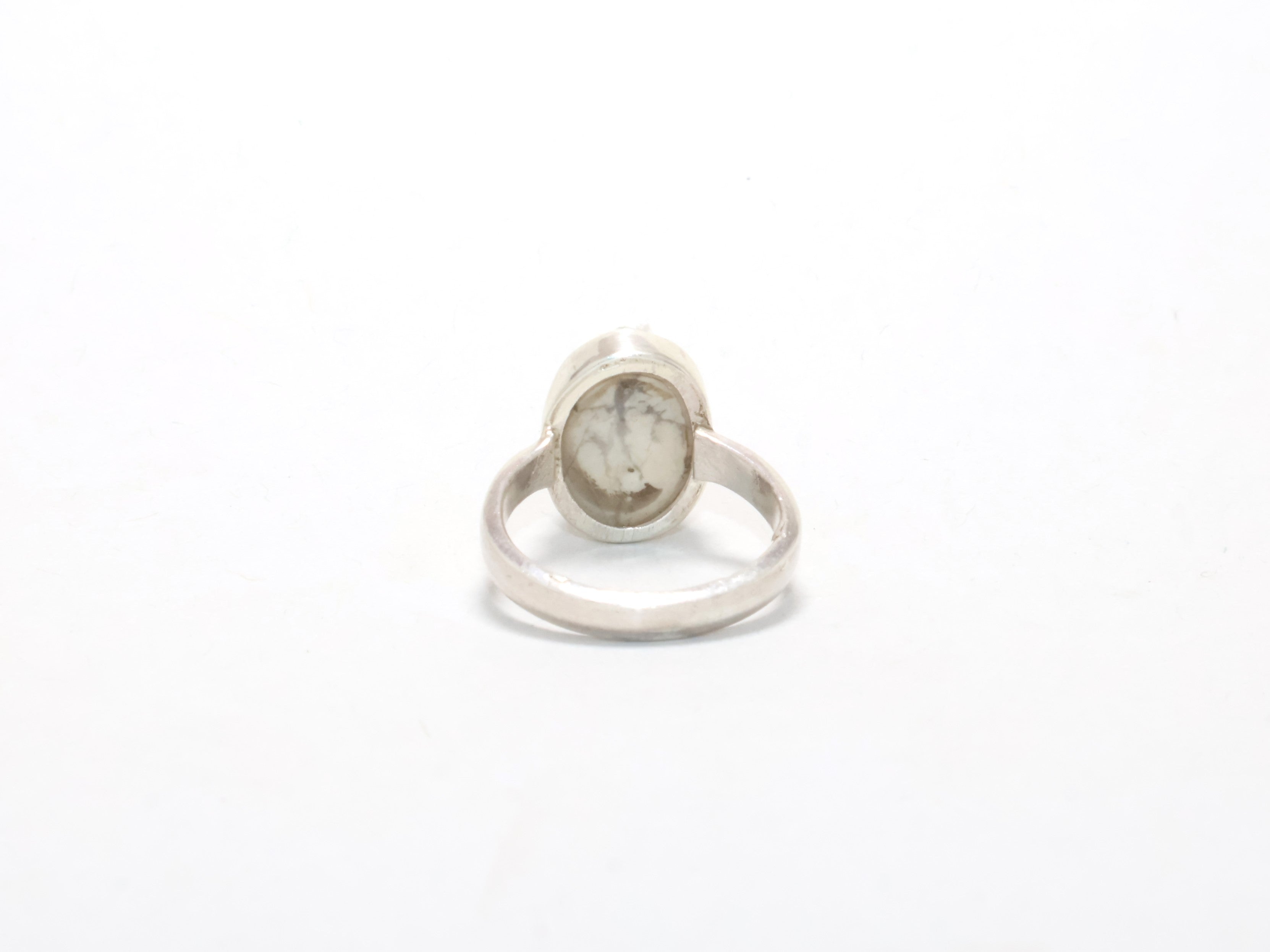 925 Sterling Silber Echter Weißer Howlith Edelstein Ring Für Sie Freundschaftsgeschenk Damenring