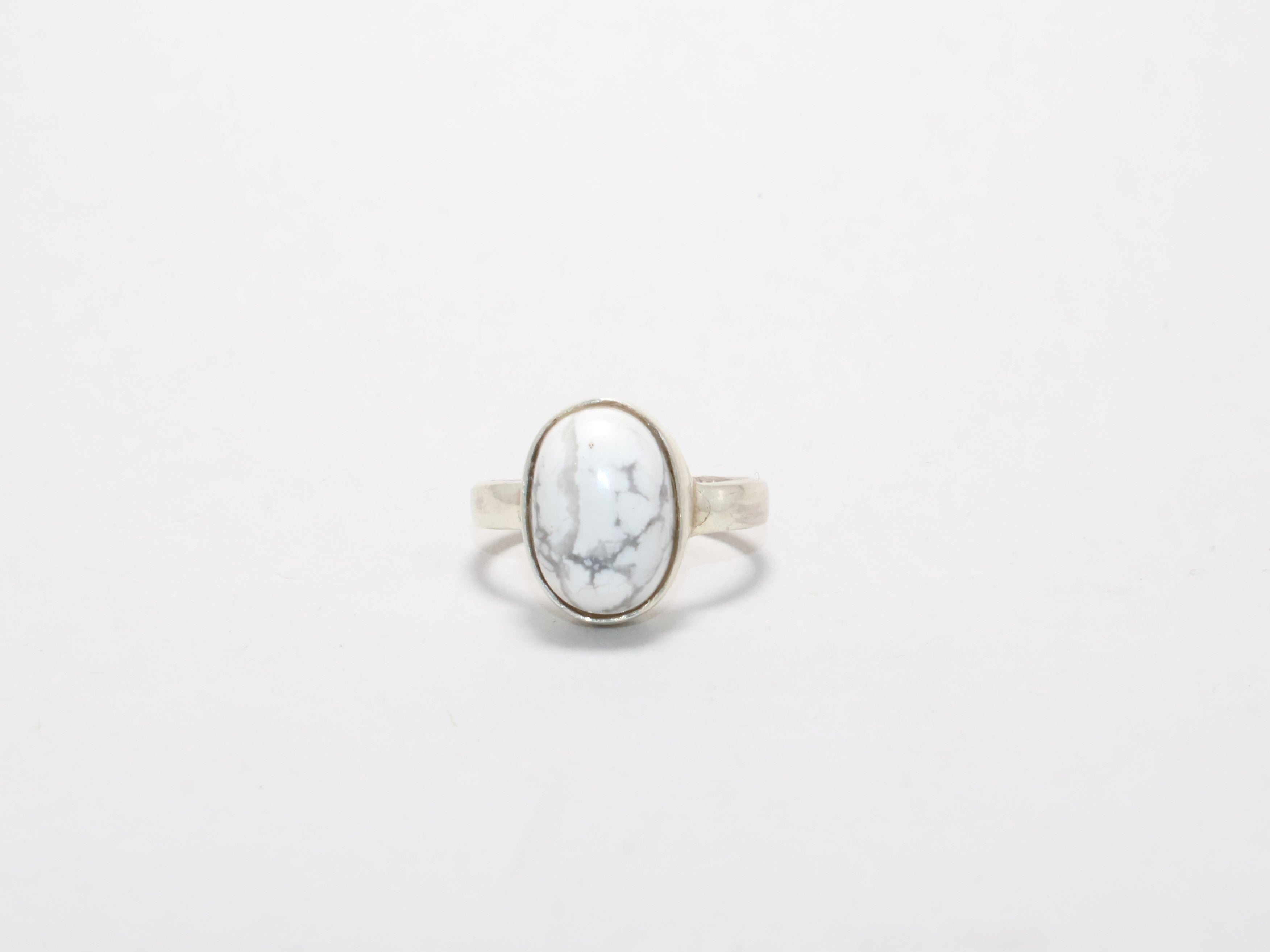925 Sterling Silber Echter Weißer Howlith Edelstein Ring Für Sie Freundschaftsgeschenk Damenring