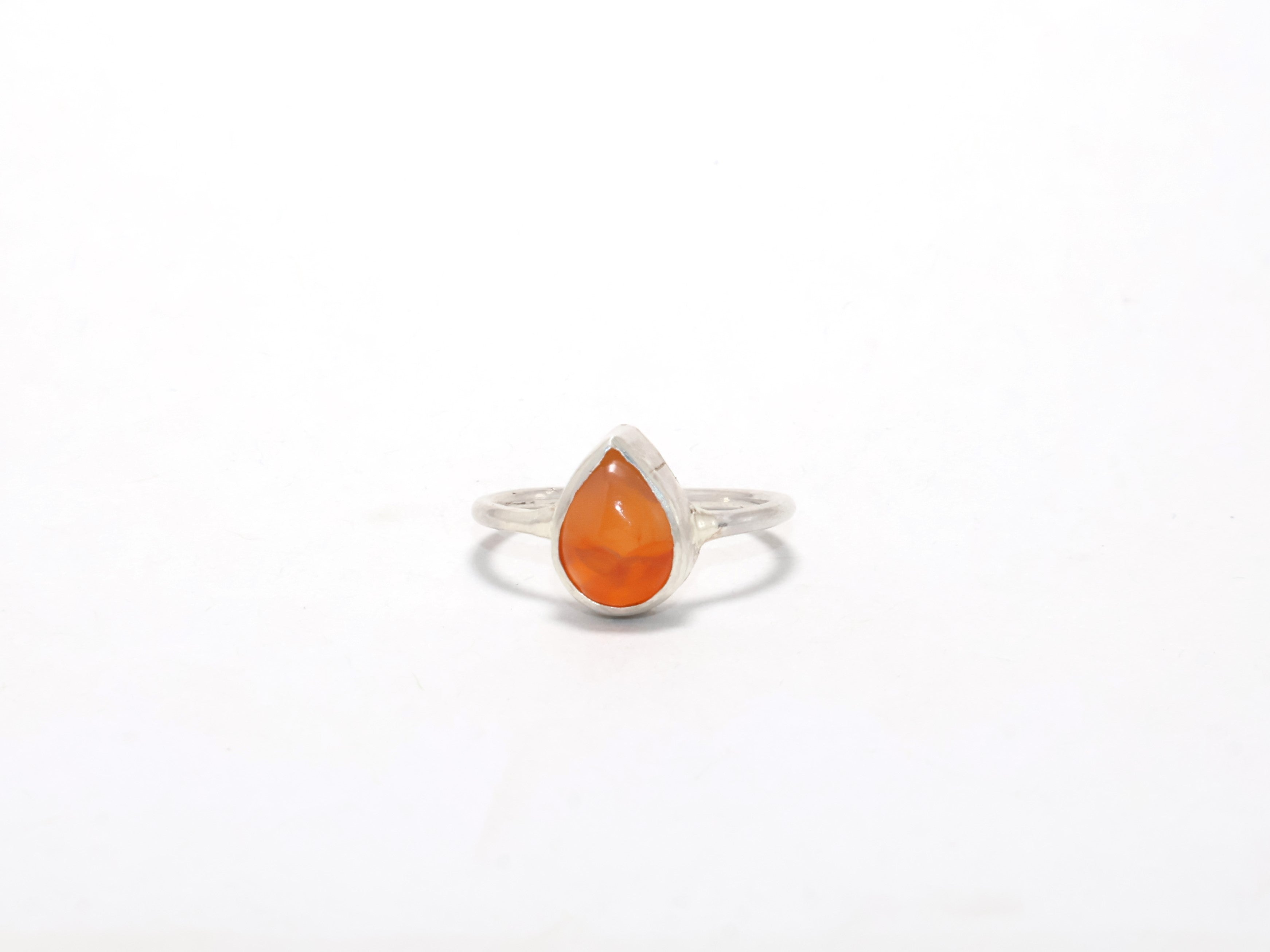 Ring aus Natur-Karneol im Birnenschliff, 925er Sterlingsilber, Alltagsring, Stapelring
