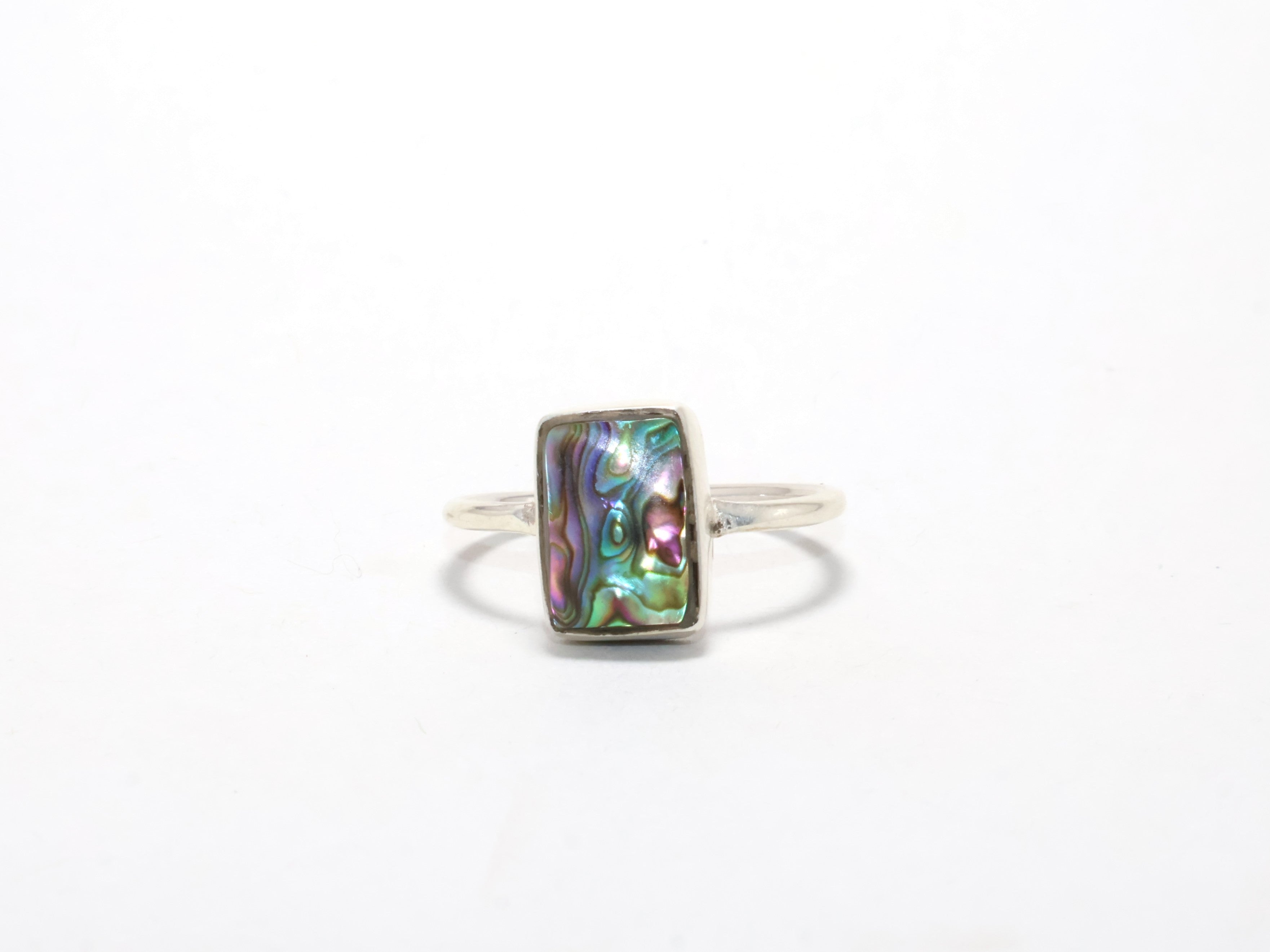 Abalone-Muschelring 925 Silberring Muschel Edelstein Böhmischer Ring Stapelring 925 Sterlingsilber