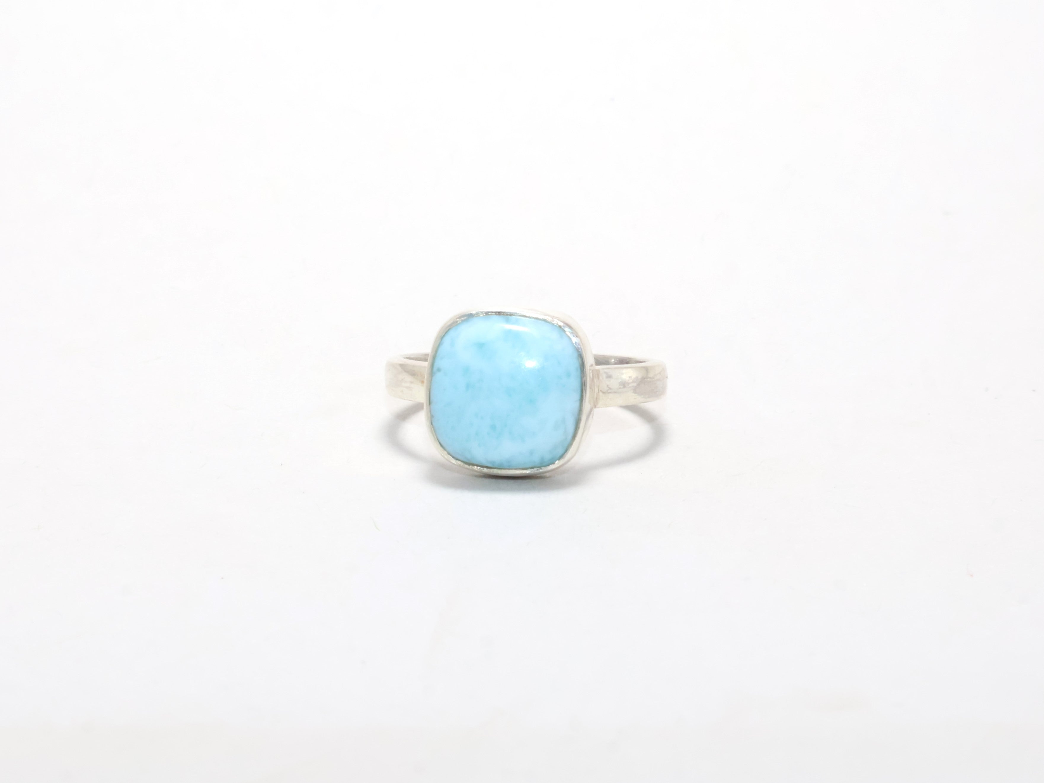 Blauer Larimar-Edelstein Ring für Damen aus 925er Sterlingsilber, handgefertigt, Alltagsring