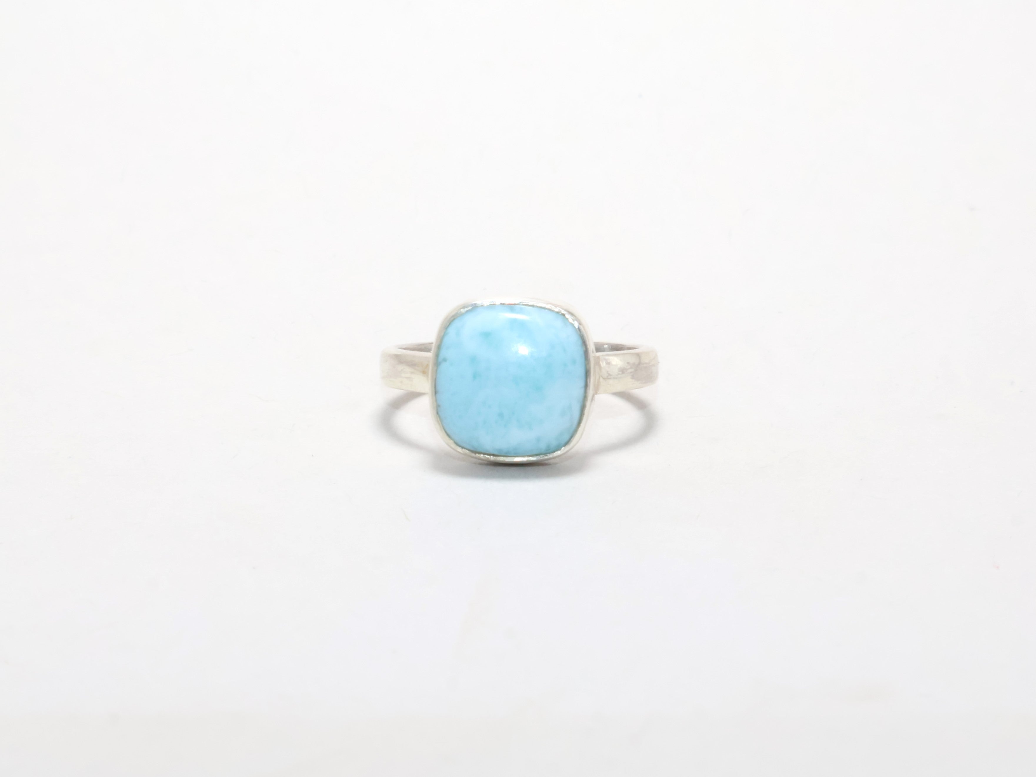 Blauer Larimar-Edelstein Ring für Damen aus 925er Sterlingsilber, handgefertigt, Alltagsring