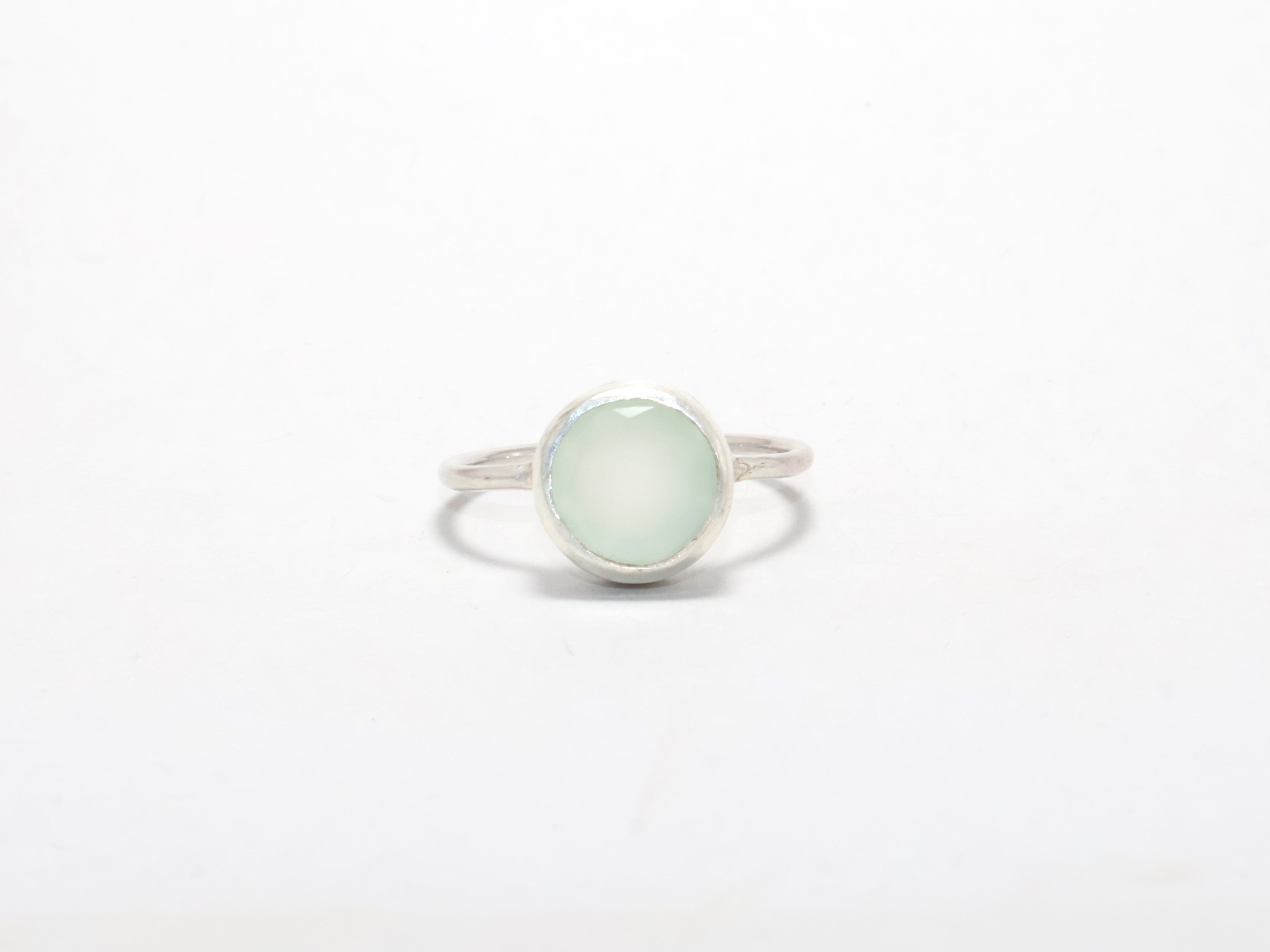 Geslepen Aqua Chalcedoon Ring 925 Zilveren Ring Minimalistische Ring Maart Geboortesteen Handgemaakte Stapelring Boho Ring
