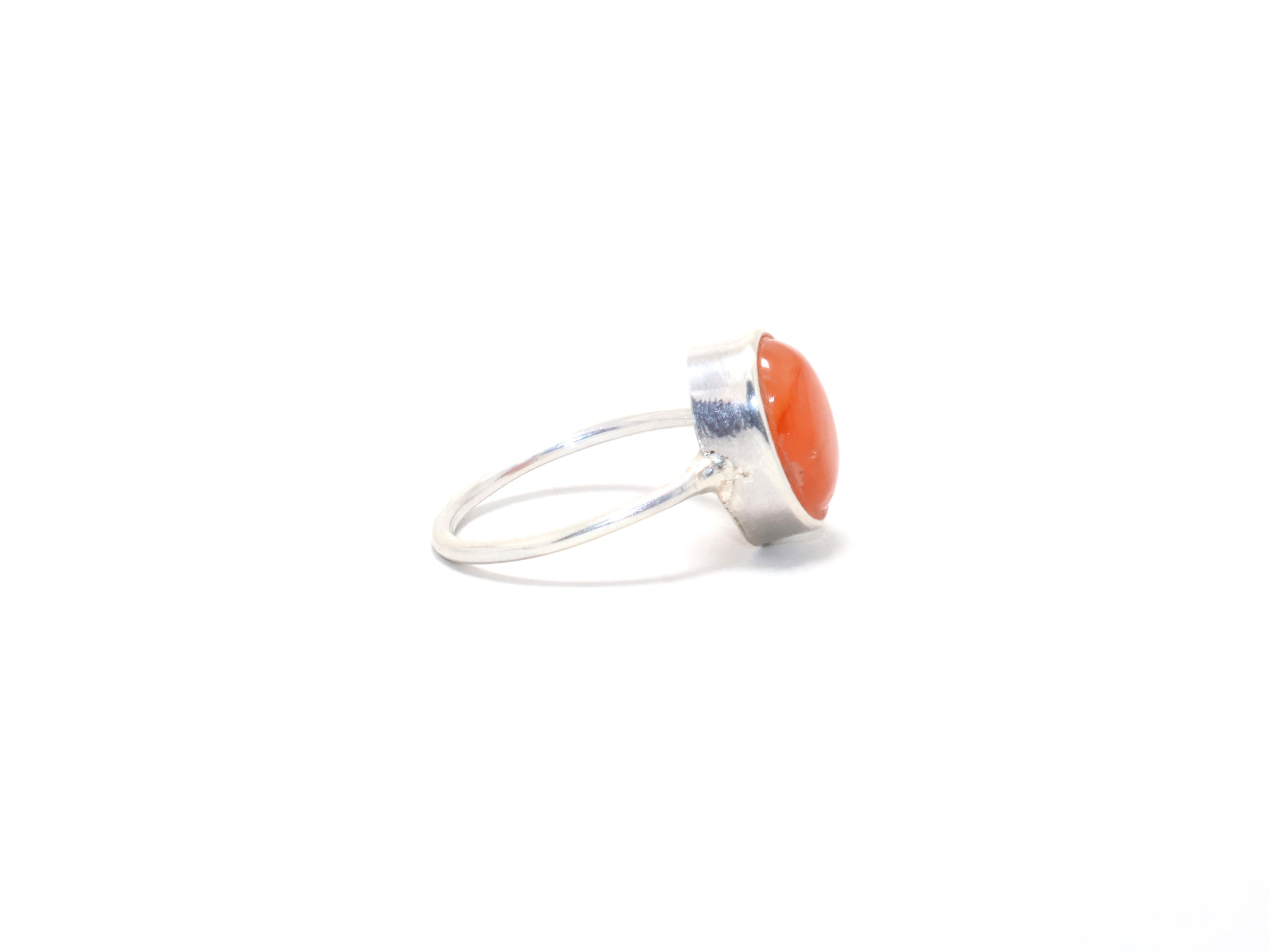 Natürlicher ovaler oranger Karneol-Edelsteinring 925 Sterling Silber Alltagsring Stapelring