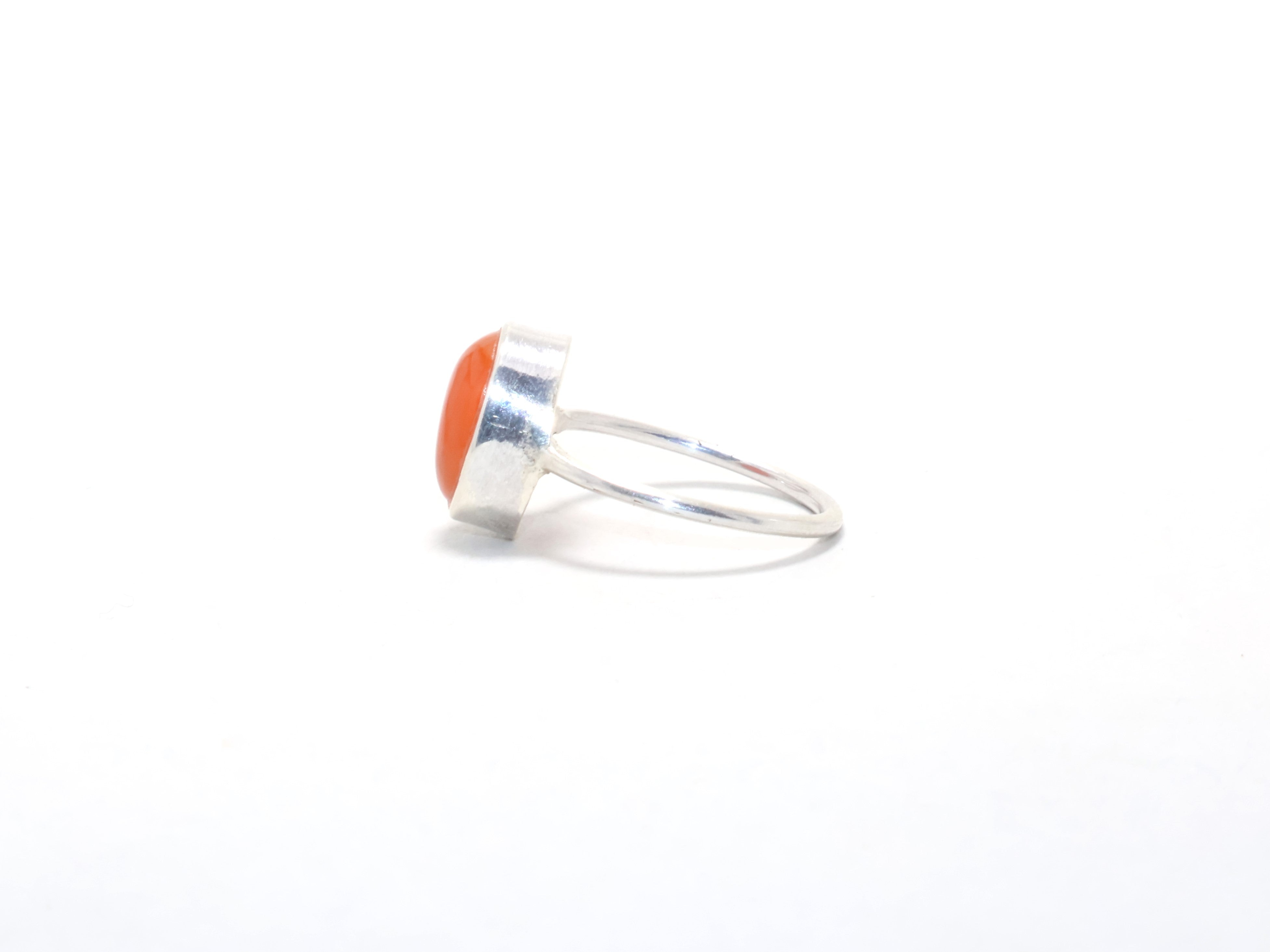 Natürlicher ovaler oranger Karneol-Edelsteinring 925 Sterling Silber Alltagsring Stapelring