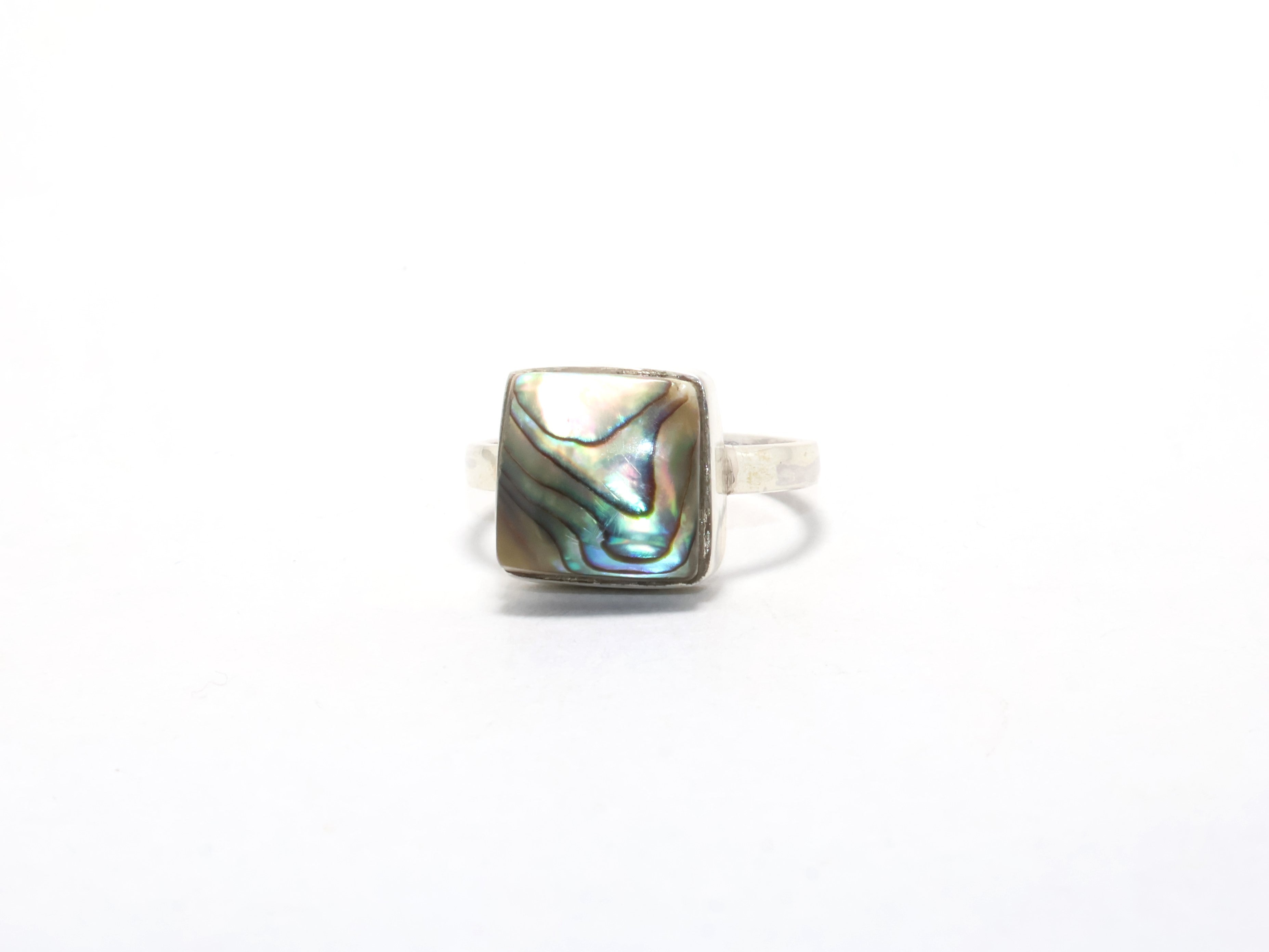 Abalone Shell Ring 925 Silver Ring Shell Square Shape Gemstone Bohemian Ring Stacking Ring Handmade Ring