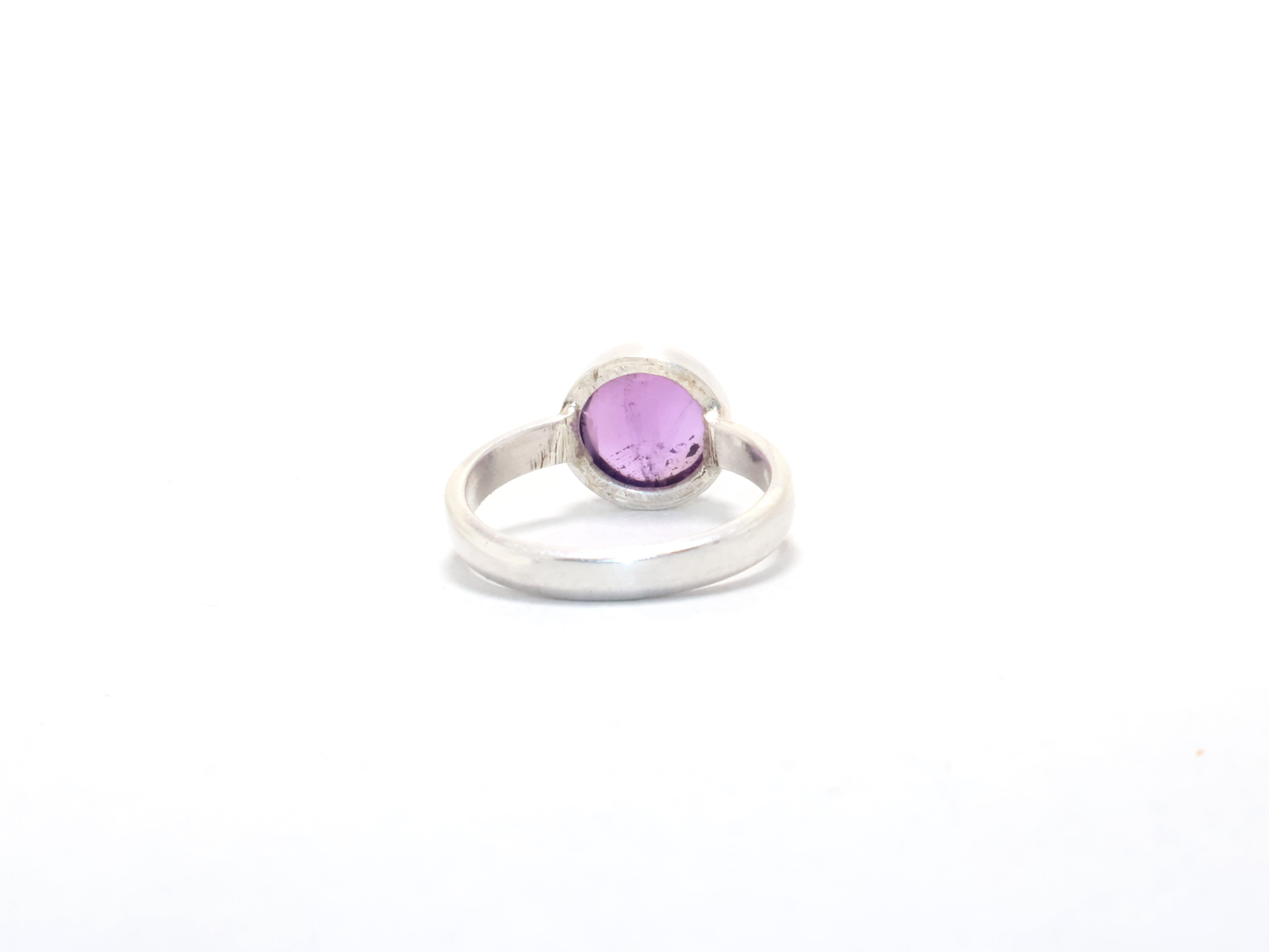 Amethyst Ring Stapelring Lila Stein Handgemachter Ring Geburtssteinring 925 Sterling Silber Ring