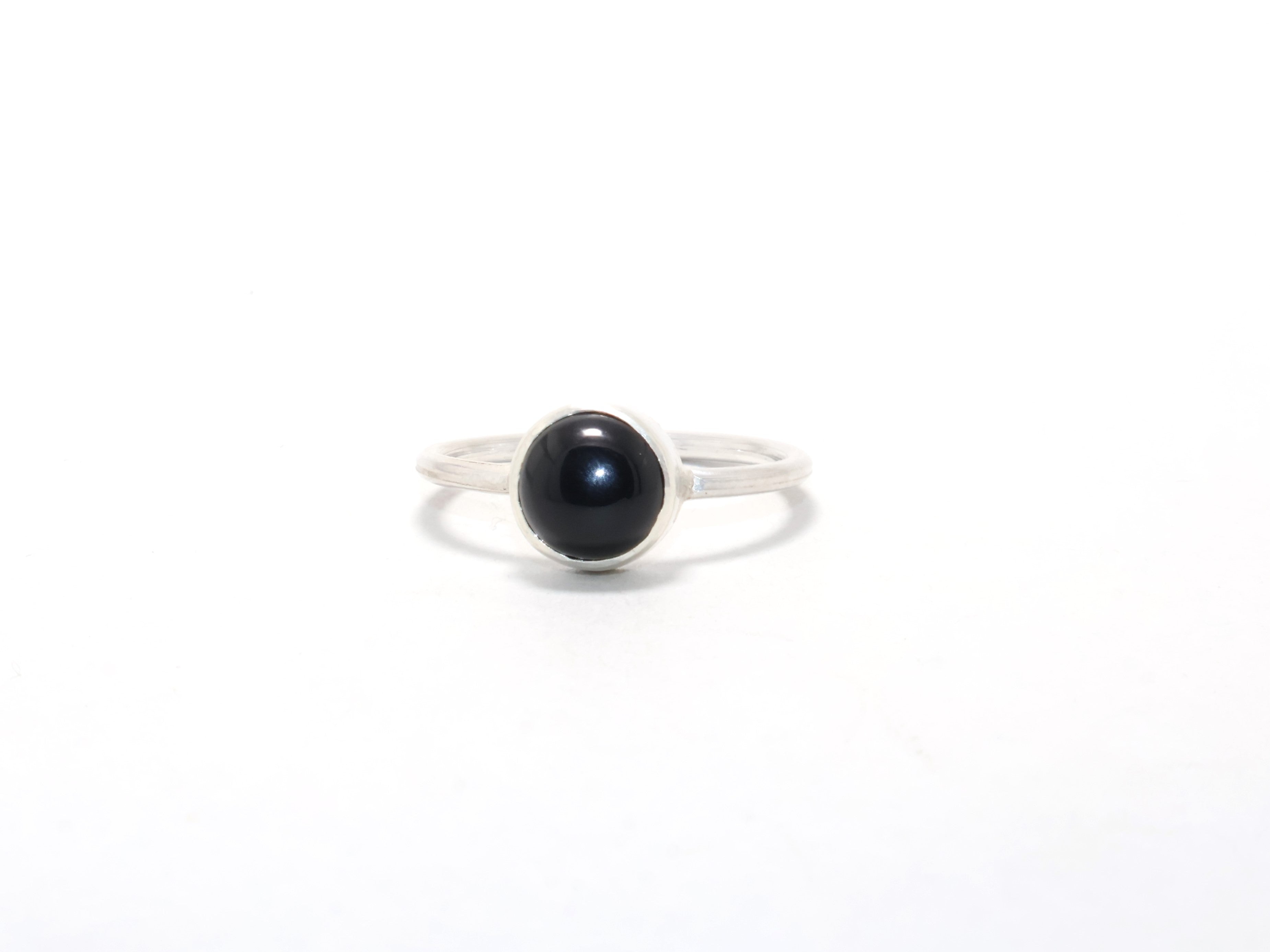 925 Sterling Silber schwarzer Onyx Edelsteinring Dezember Geburtsstein Versprechensring Minimalistischer Ring Designerring