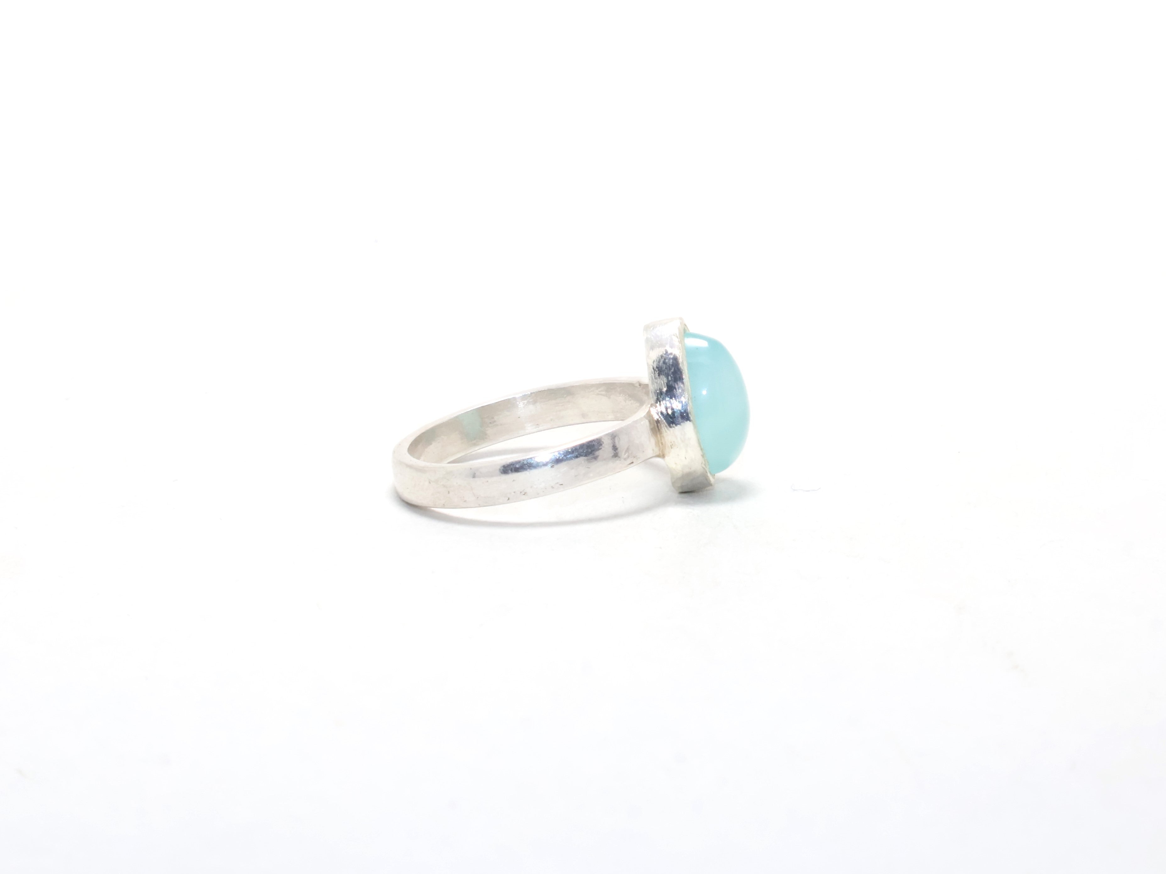 Natürlicher Aqua Chalcedon Ring Cocktailring Handgefertigter Ring Geschenk für sie Bohemian Stil Geschenkidee Tropfenring