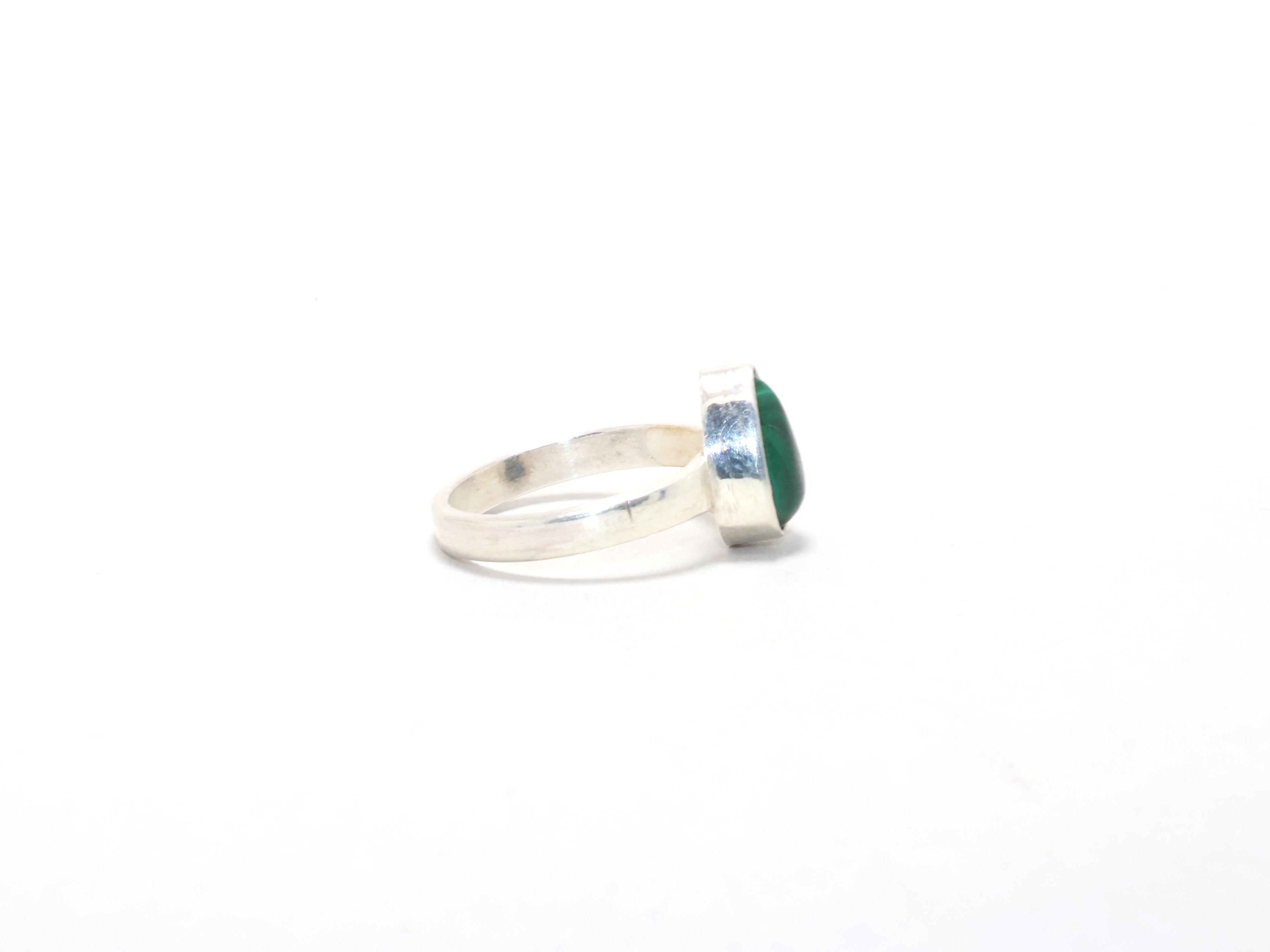 Malachit Silberring 925 Sterling Silber Ring Geschenk für Mädchen Geburtstagsring Grüner Edelsteinring Geburtssteinring Minimalistischer Ring