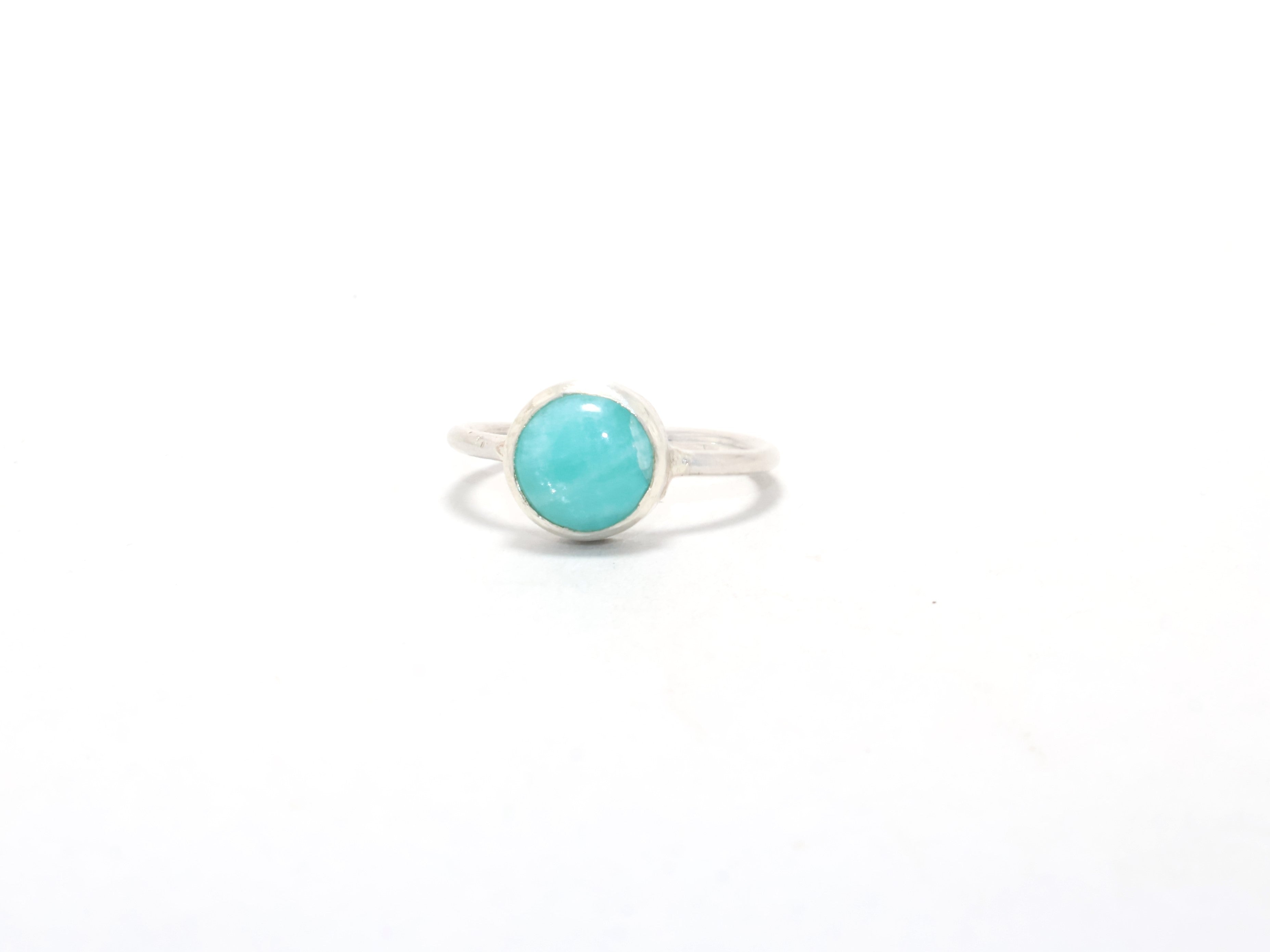 Genuine Amazonite Ring Boho Jewelry Everyday Ring Birthday Ring Stacking Ring Gift Idea Birthstone Ring Gemstone Ring