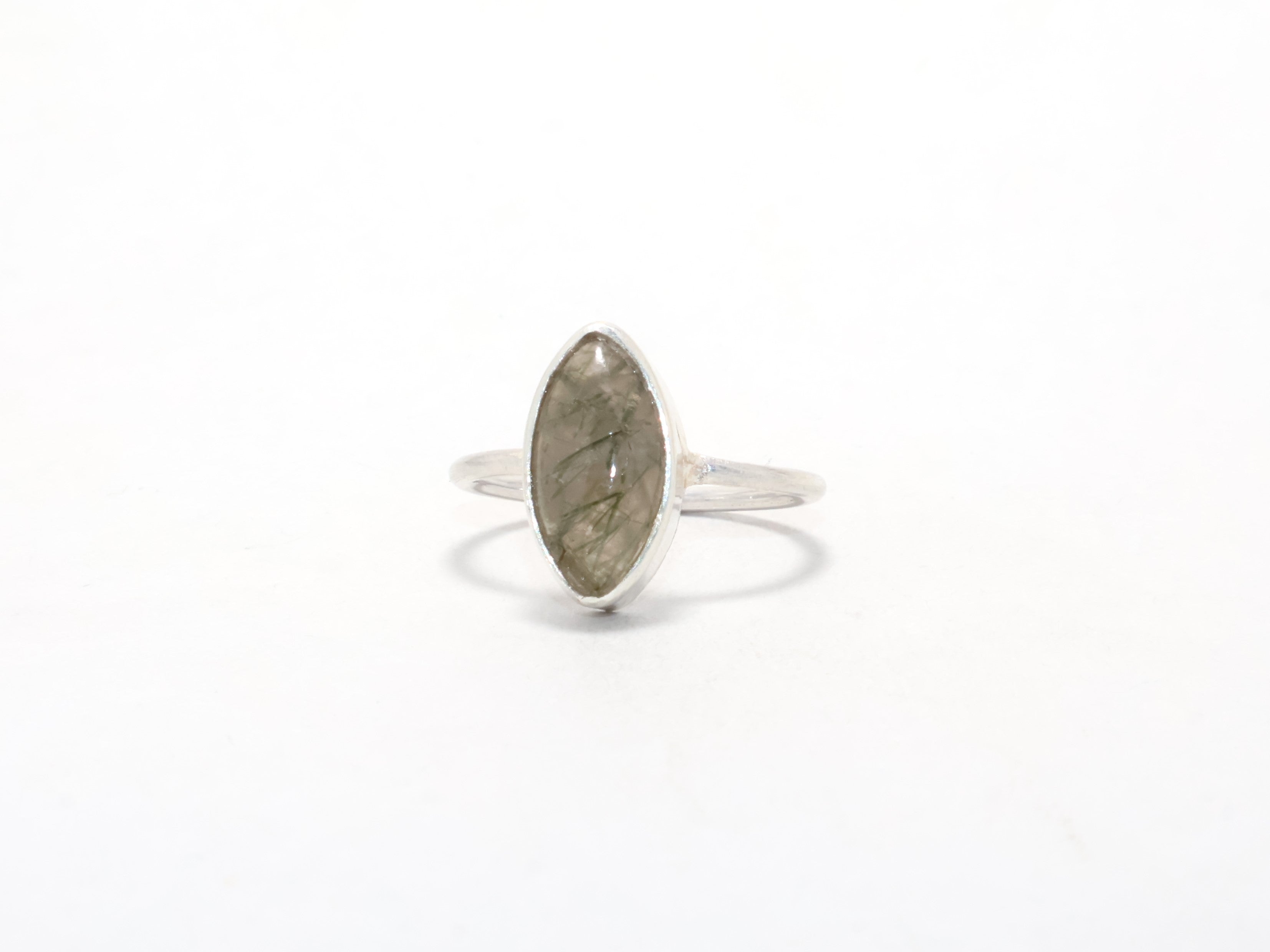 Marquise Schwarzer Rutil Ring 925 Sterling Silber Ring Handgefertigter Ring Versprechensring Geschenk für Sie Geburtssteinring