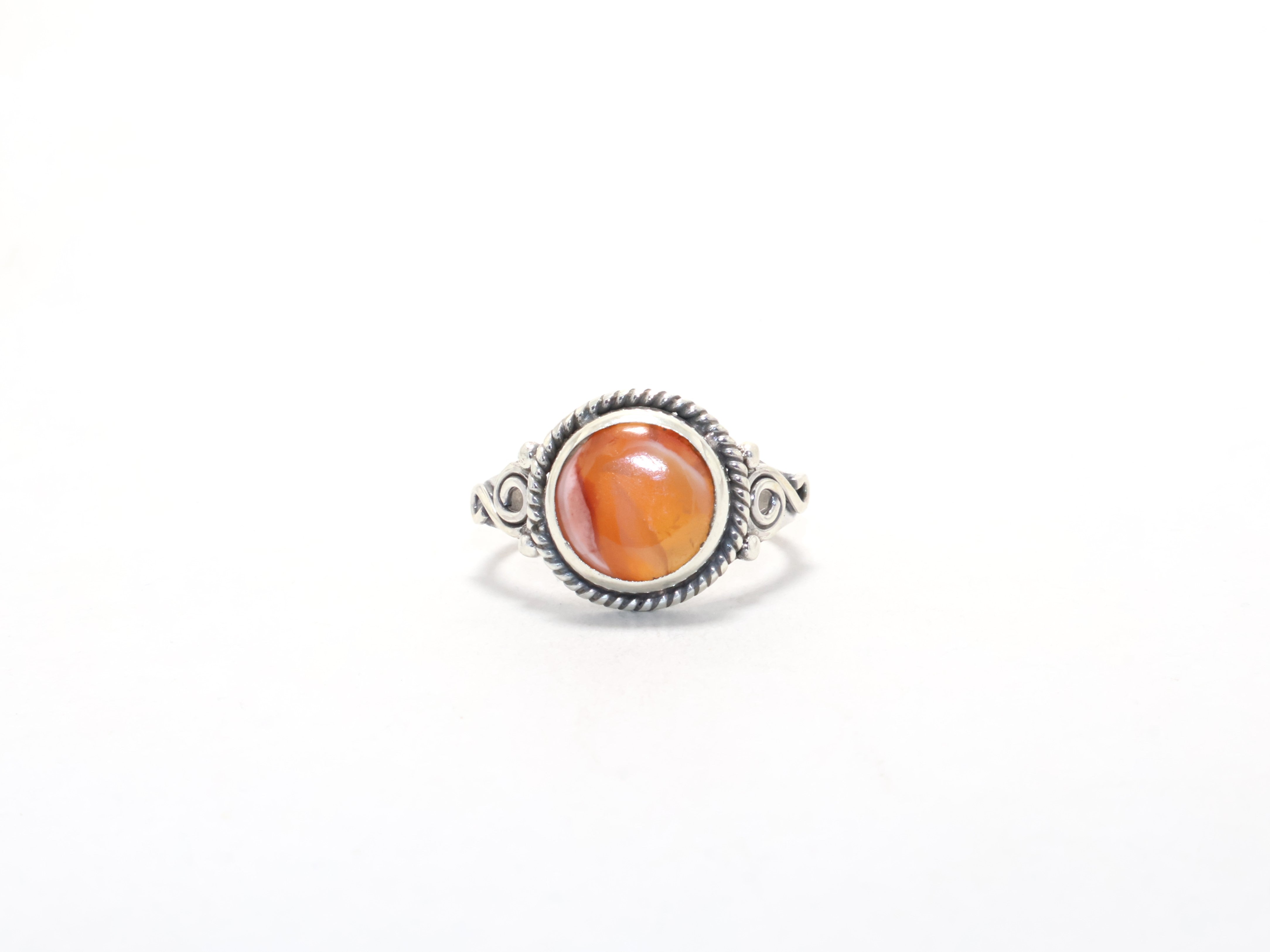 Echter Karneol Ring Runder Edelstein Verlobungsring Oranger Stein Boho Designer Ring Handgefertigter Ring Zierlicher Ring