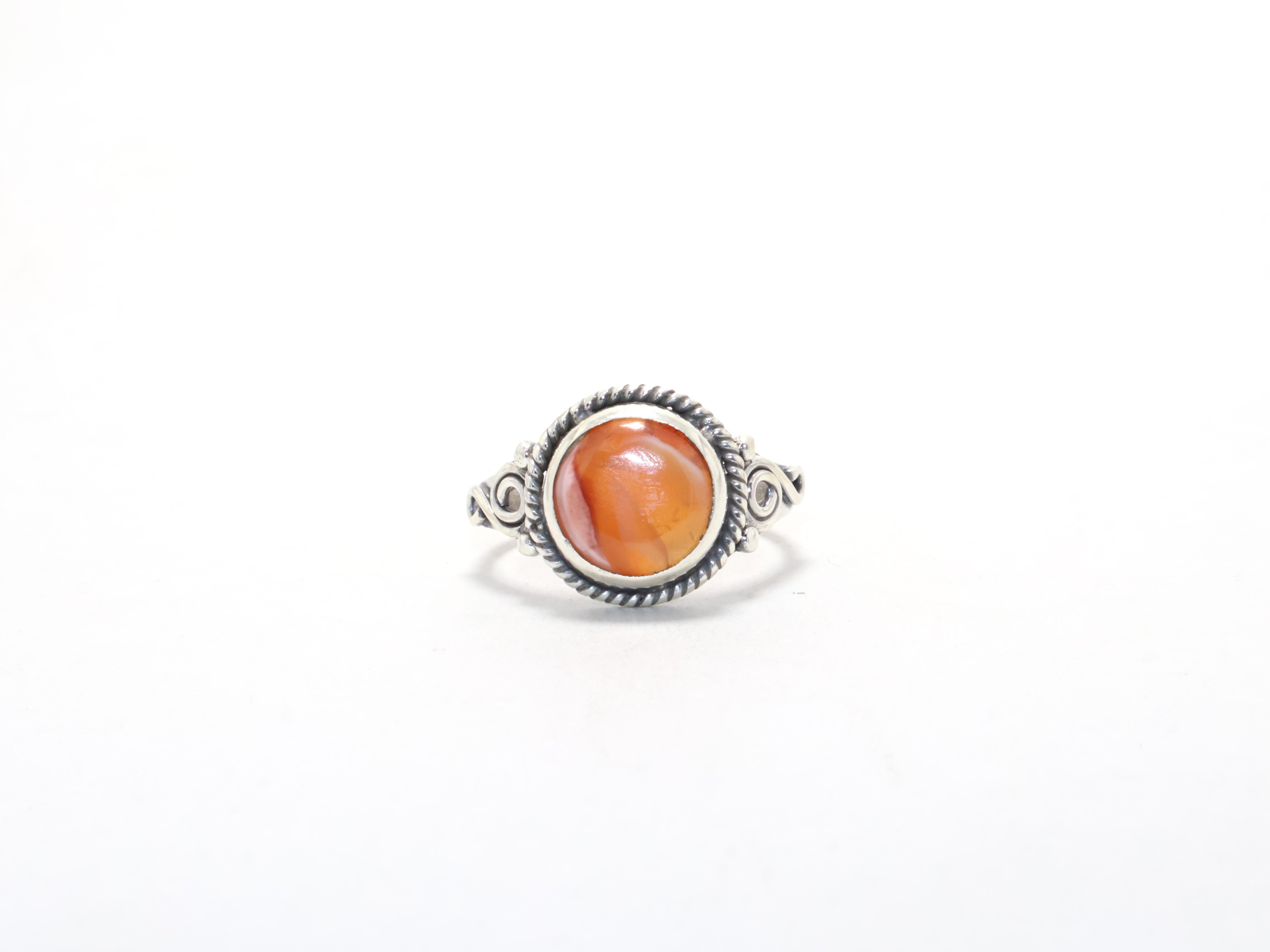 Echter Karneol Ring Runder Edelstein Verlobungsring Oranger Stein Boho Designer Ring Handgefertigter Ring Zierlicher Ring
