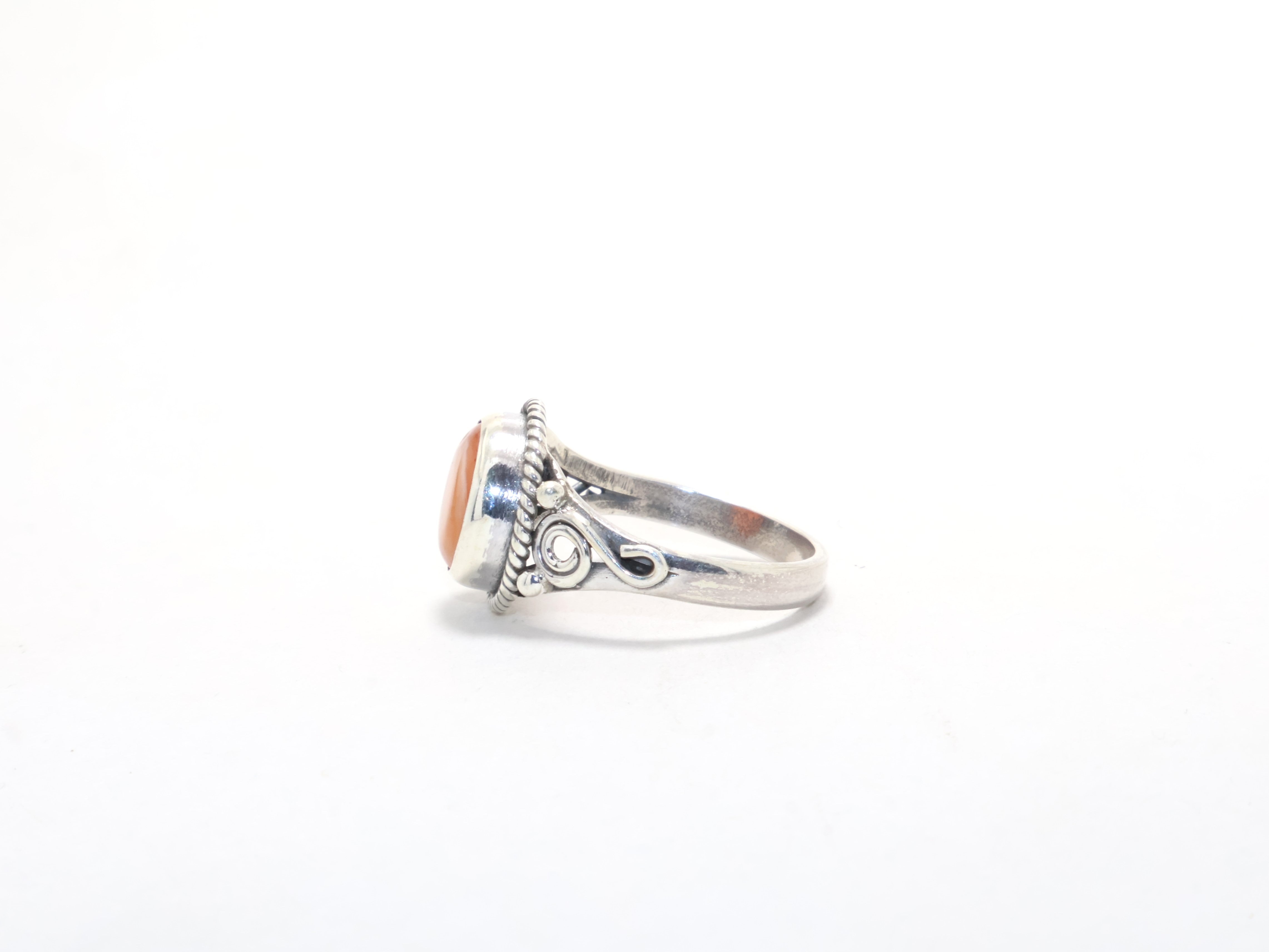 Echter Karneol Ring Runder Edelstein Verlobungsring Oranger Stein Boho Designer Ring Handgefertigter Ring Zierlicher Ring