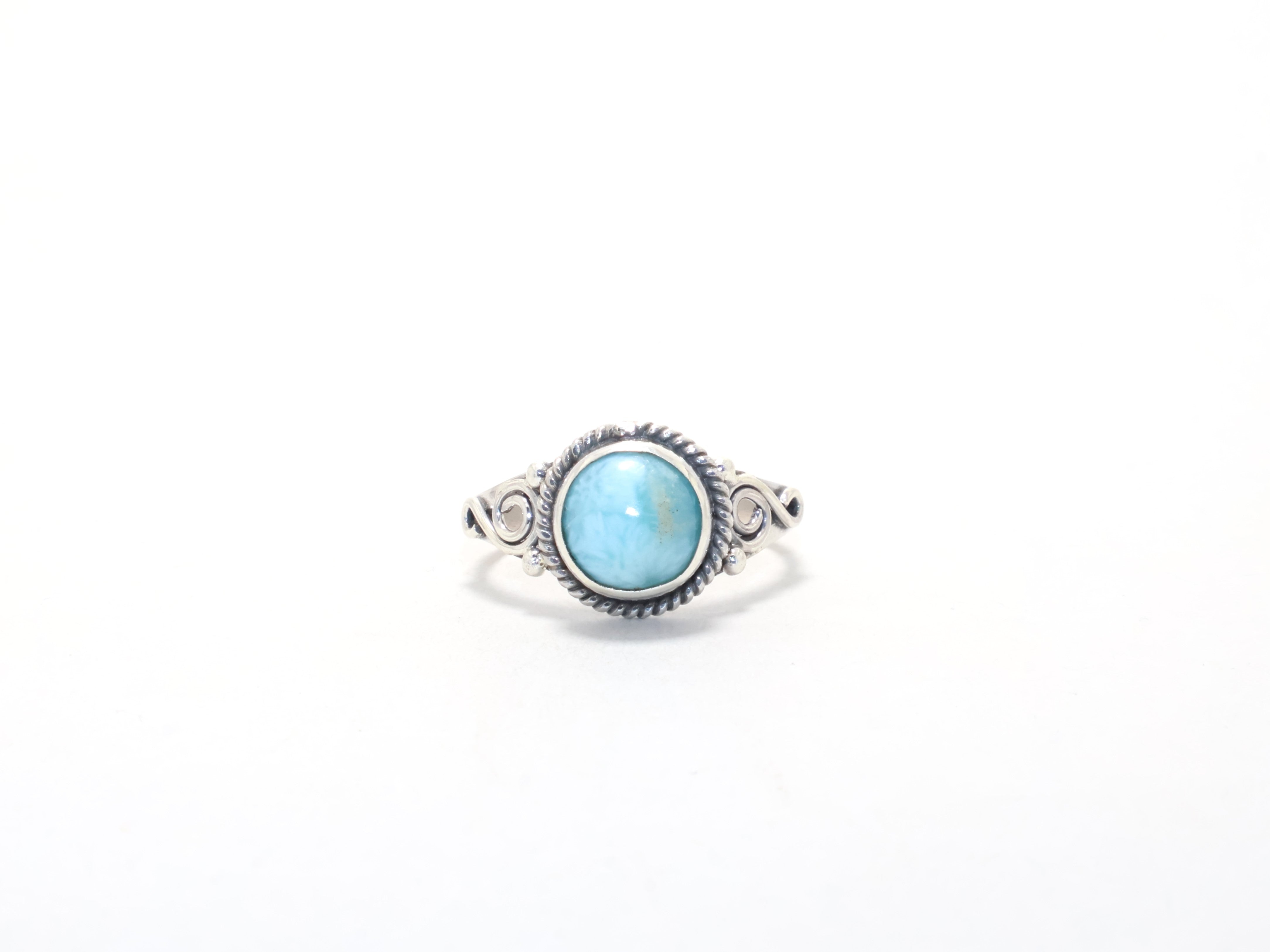 Blauer Larimar Edelstein Ring Cocktailring Geschenkidee Handgemachter Alltagsring Böhmischer Ring Geschenk Für Sie