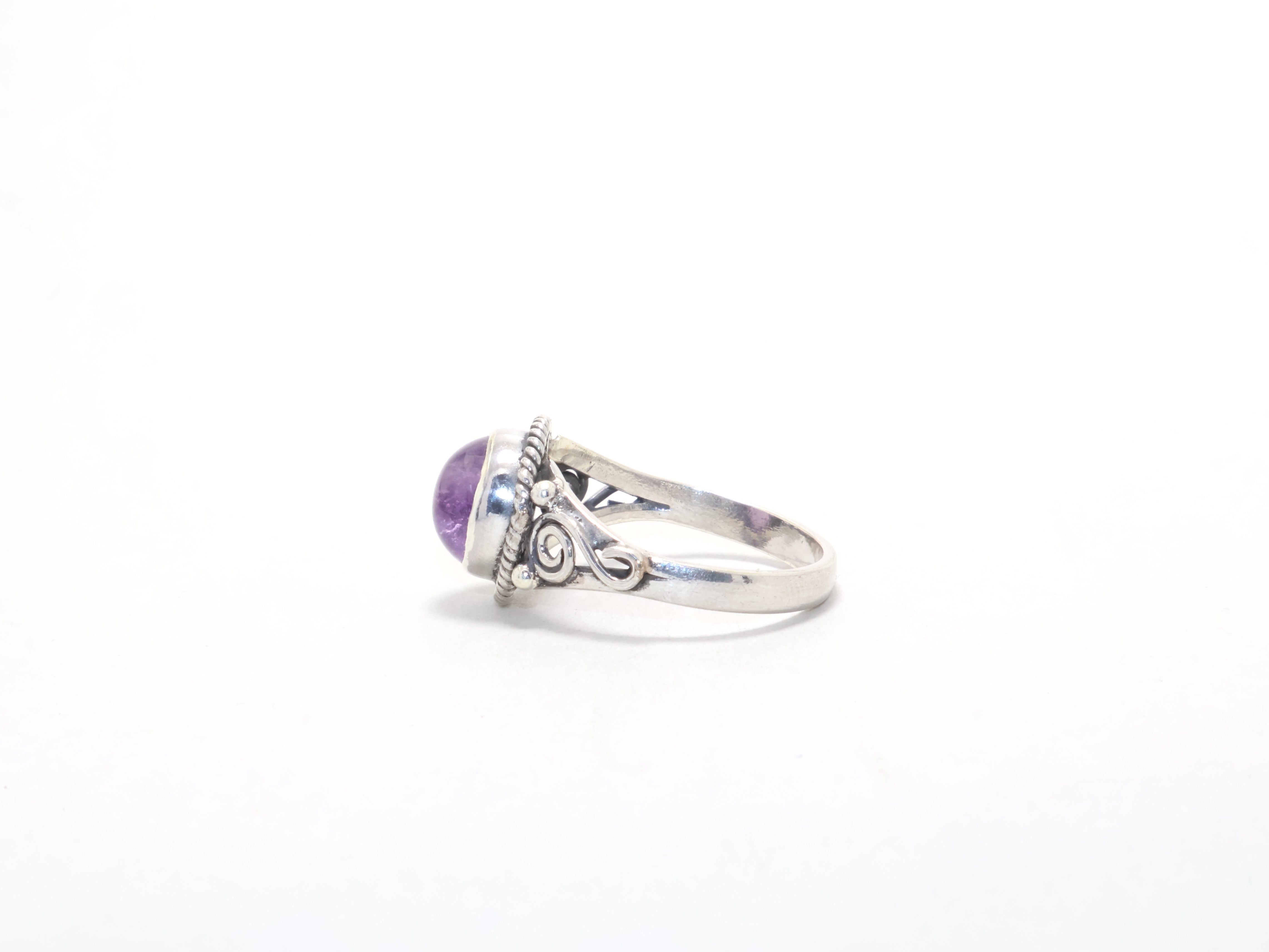 Echter runder Amethystring Versprechensring Februar Geburtssteinring Designerring Geschenkidee