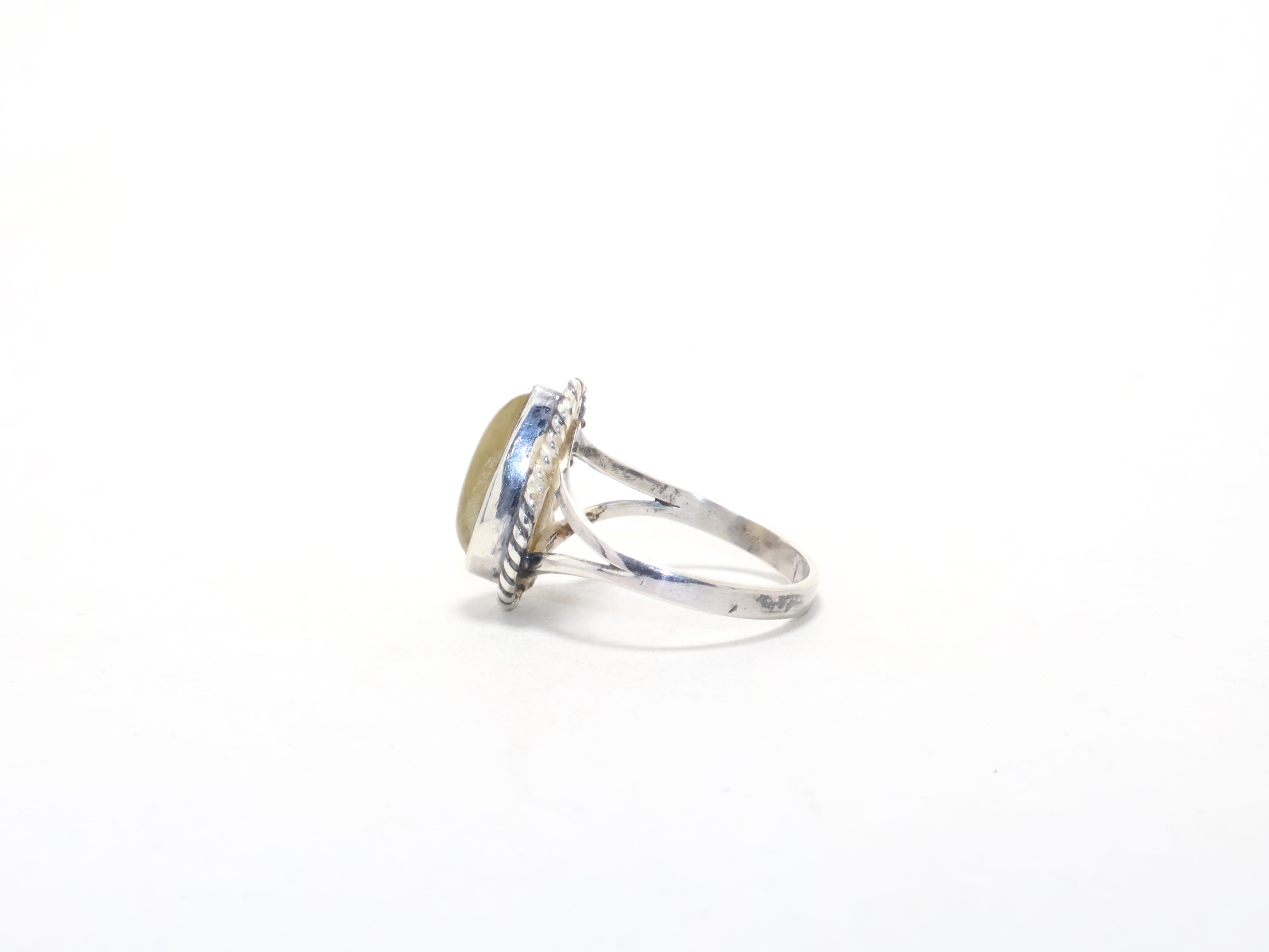 Echter Birnen-Zitronenquarz Gelber Edelsteinring Geburtssteinring Geschenk für Jedermann Zierlicher Ring 925 Sterling Silber