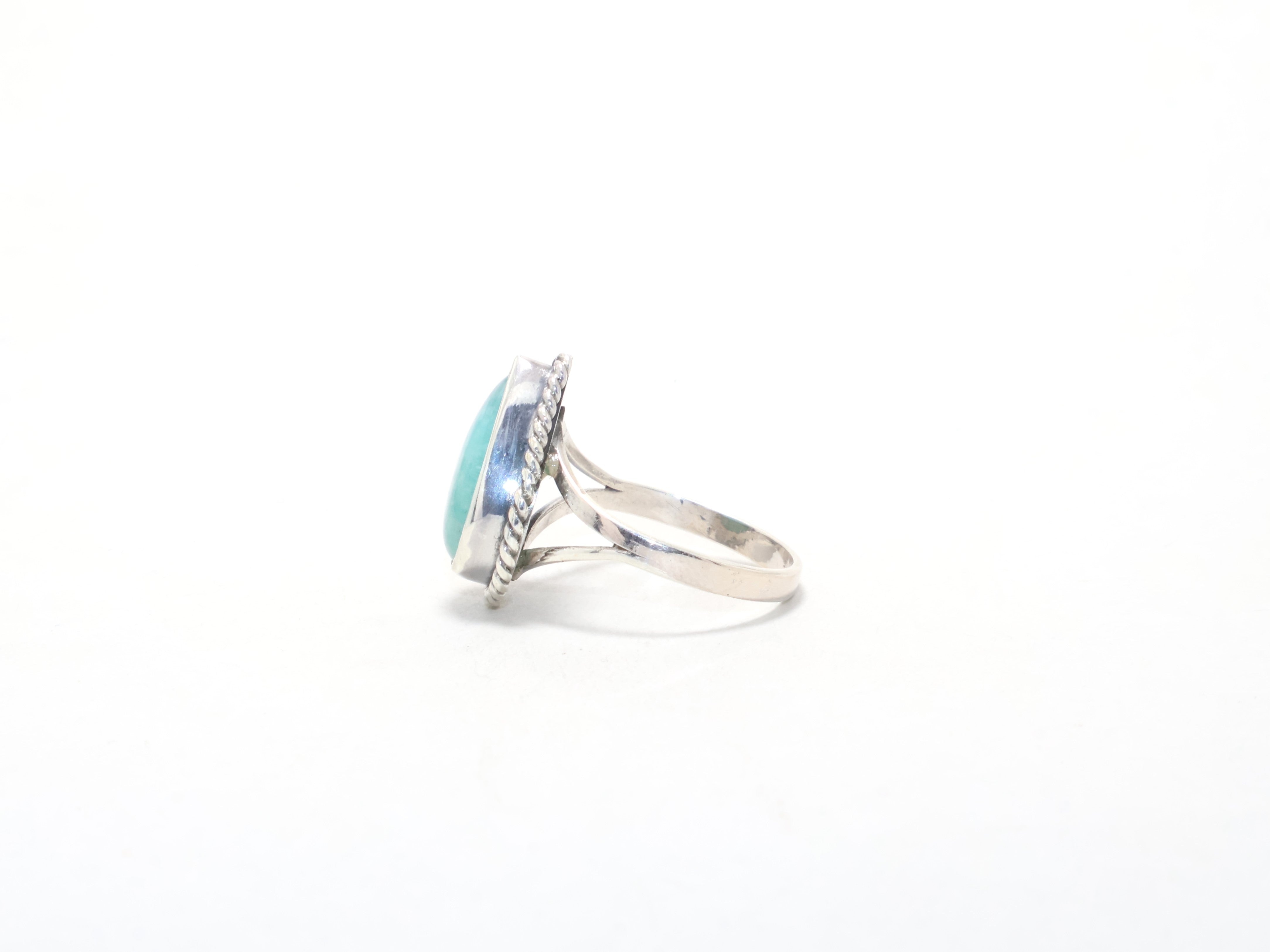 Echte Parel Amazoniet Ring Boho Ring Edelsteen Ring Cadeau Item Stapelring Cocktail Ring Geboortesteen Ring 925 Zilveren Ring