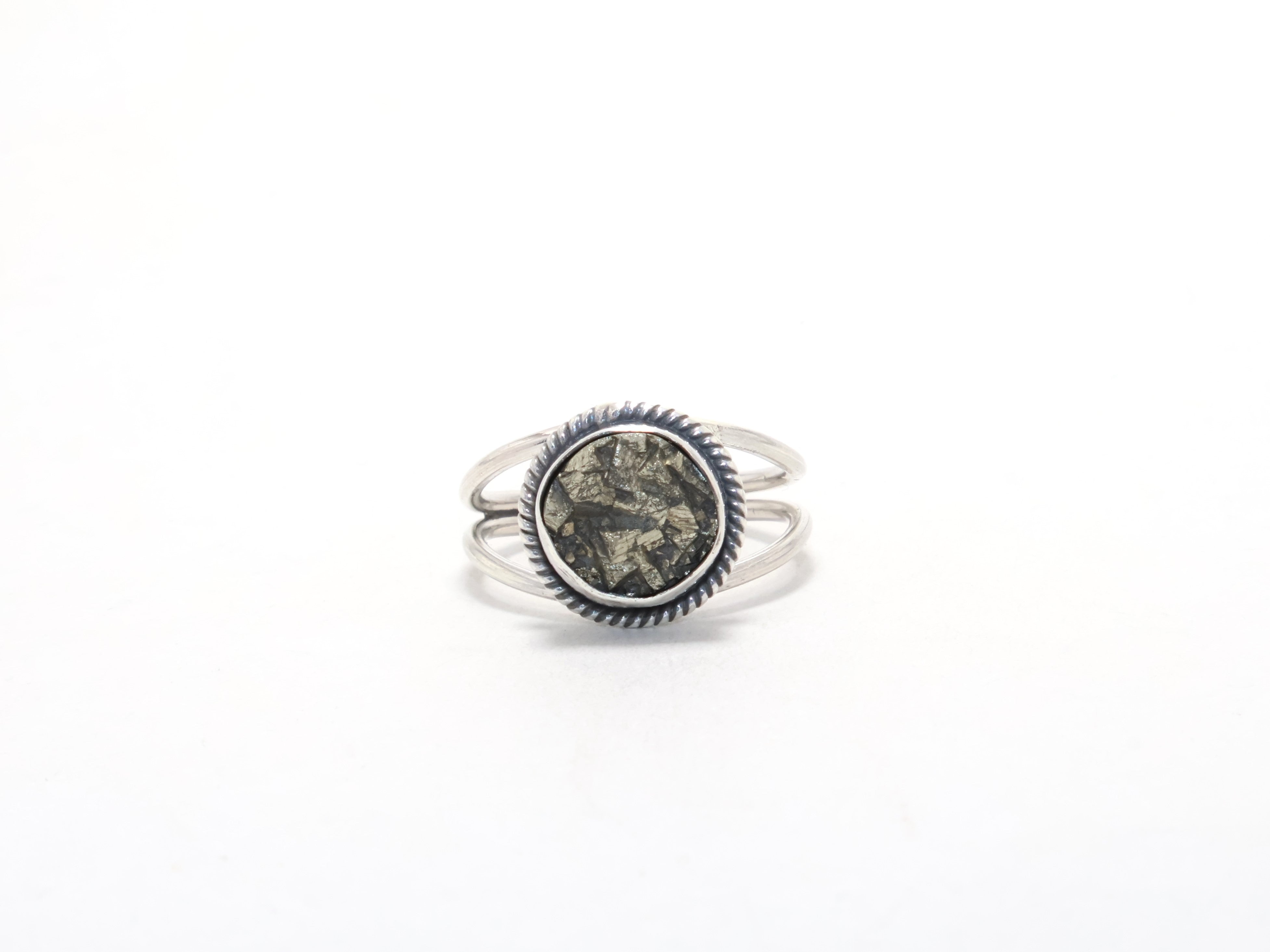 Echter roher Pyritring Designerring Versprechensring Edelsteinring 925er Sterlingsilber