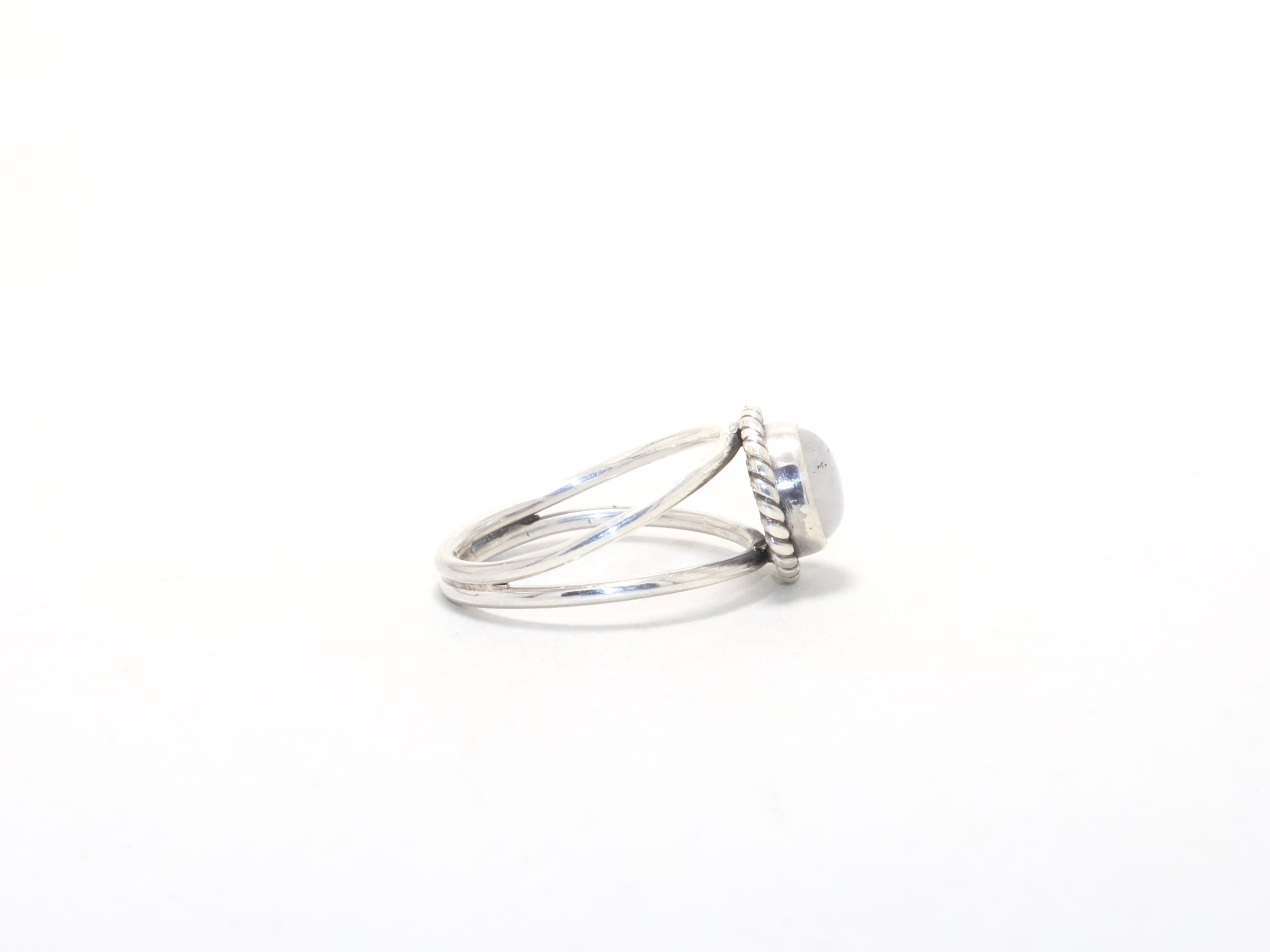 Runder Regenbogen Mondstein Ring Blauer Feuerstein 925 Silber Ring Böhmischer Ring Cocktail Ring Echter Edelstein
