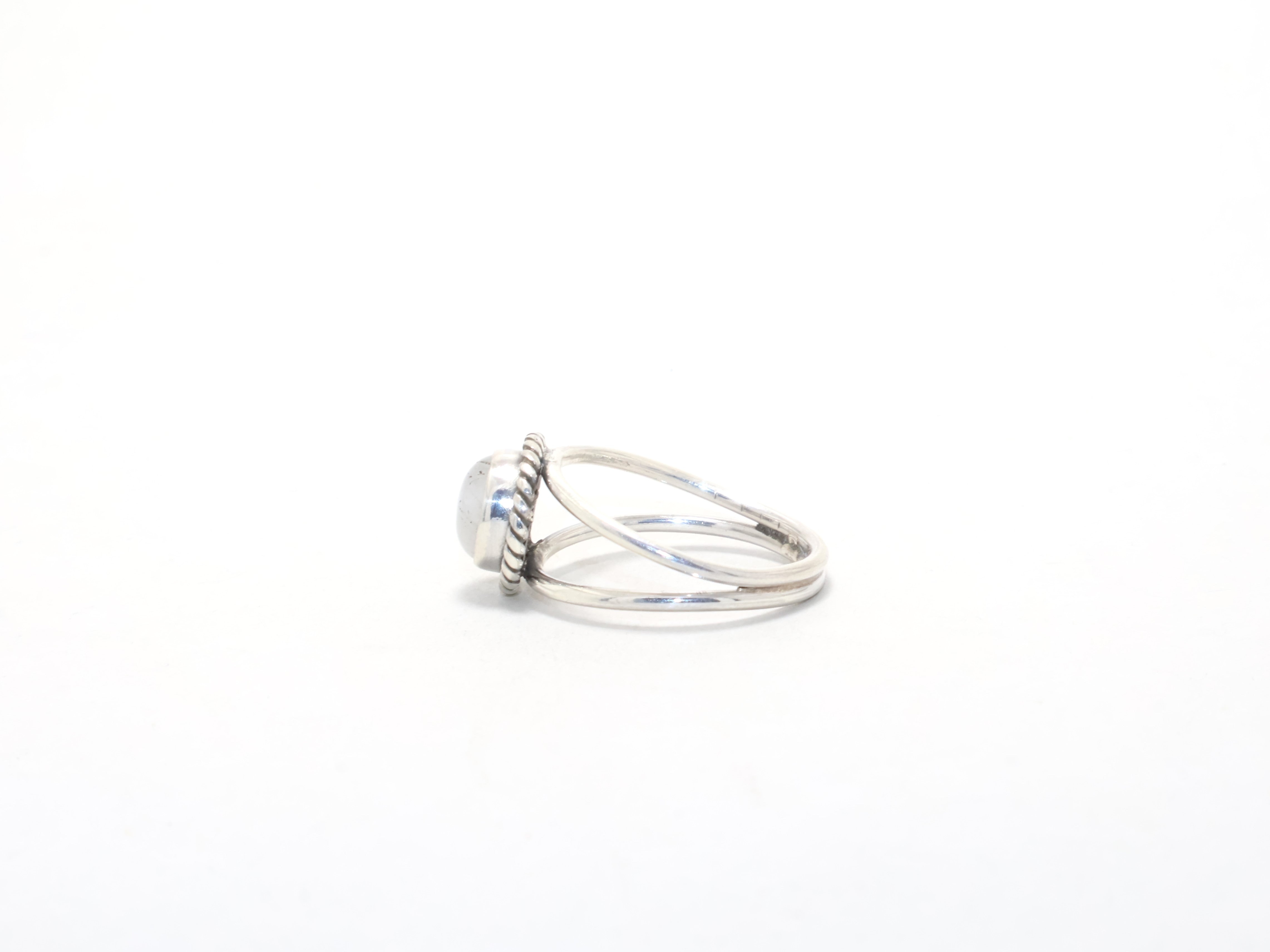 Runder Regenbogen Mondstein Ring Blauer Feuerstein 925 Silber Ring Böhmischer Ring Cocktail Ring Echter Edelstein