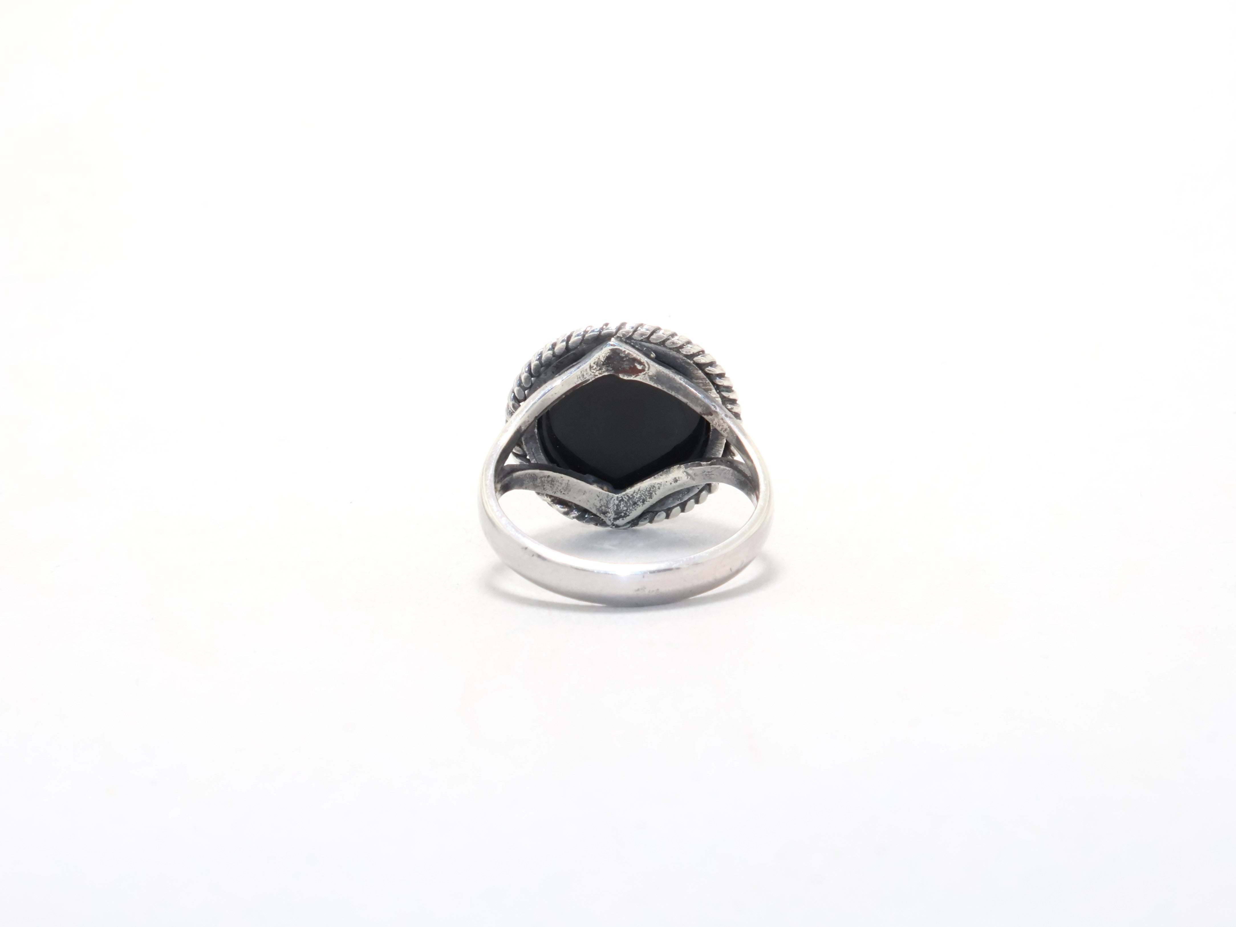 Round Black Onyx Ring December Birthstone Promise Ring 925 Sterling Silver Cocktail Ring Boho Gemstone Ring